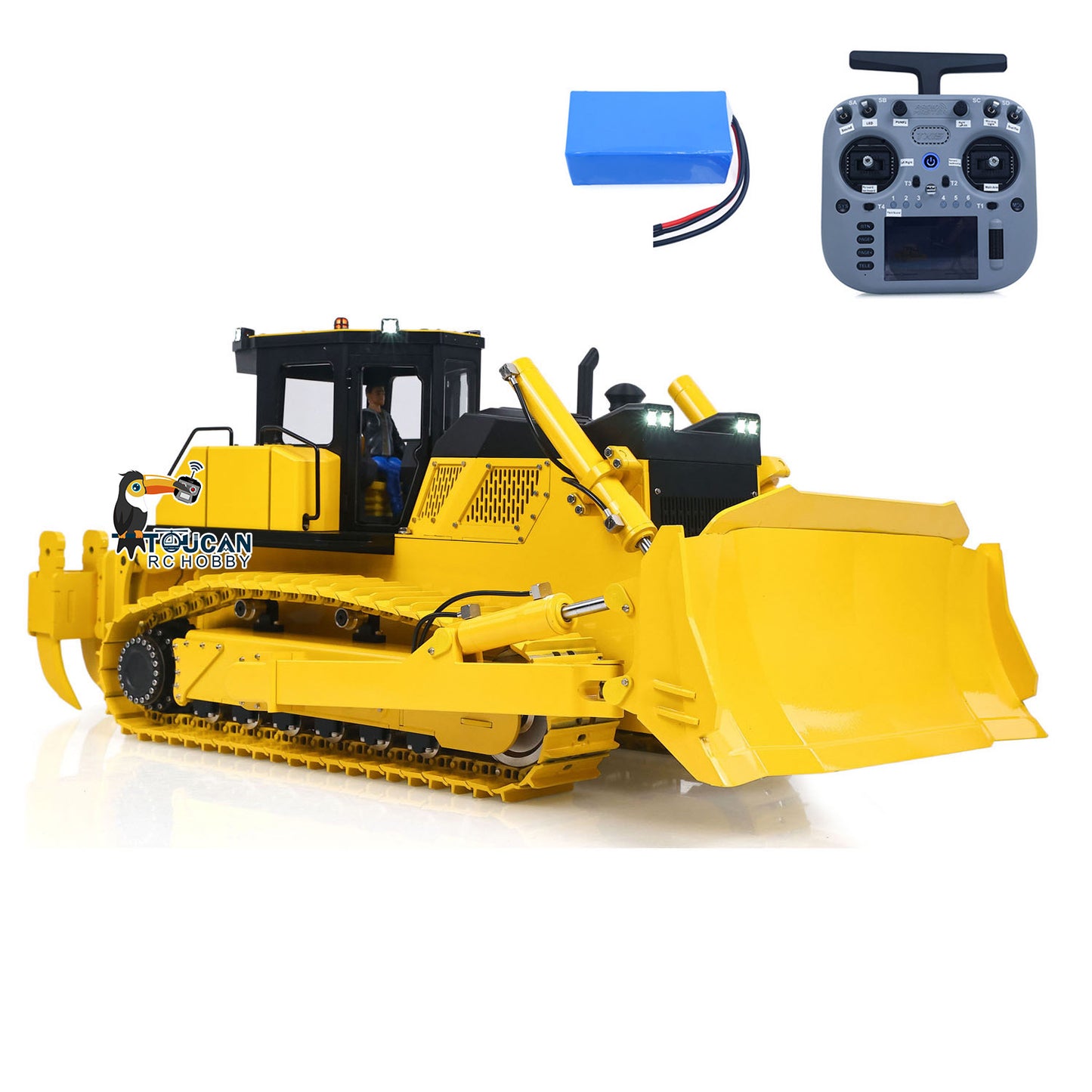 Metal 1/12 RC Hydraulic Bulldozer D155AX RTR Heavy Dozer Model 7 Way Valve 1.0L Oil Pump 5 Plows Radio Master TX15 Radio Battery