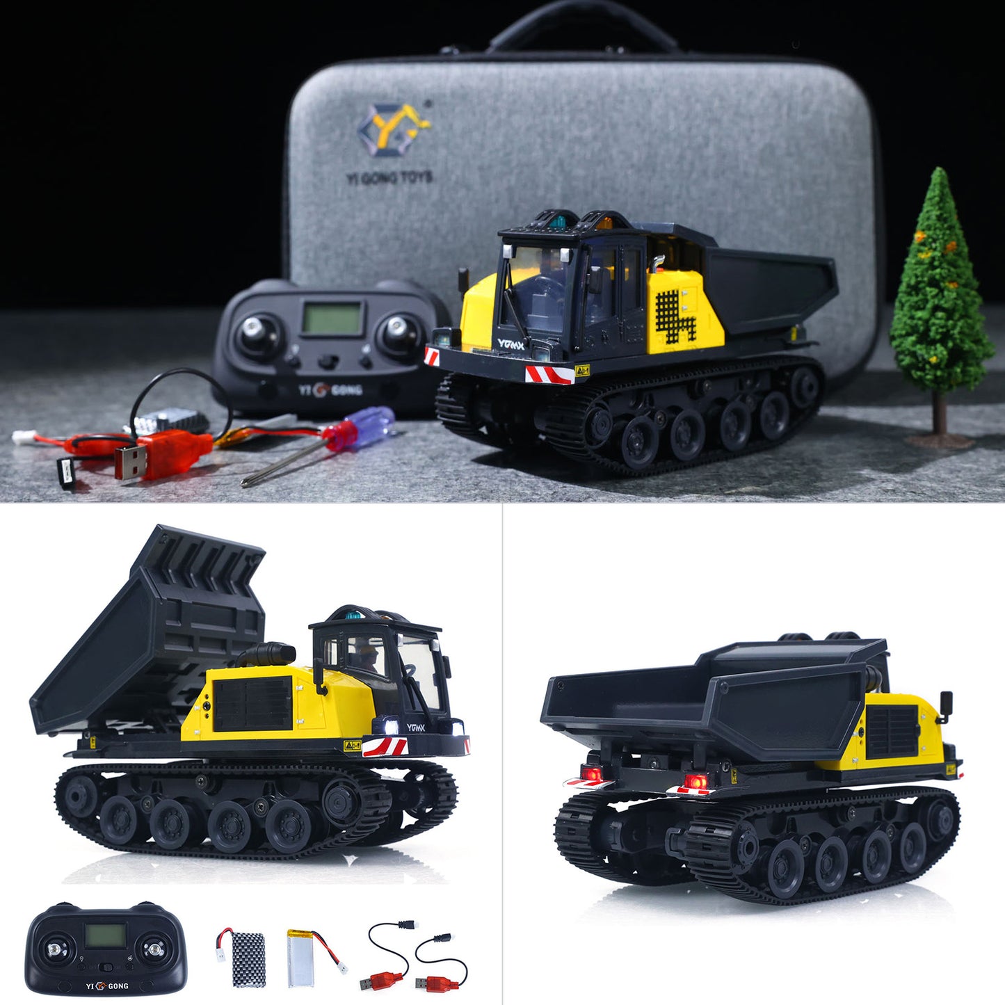 Fast Shipping 1/50 T14R Panther RTR Electric RC Crawler Dump Truck Construction Vehicle Tracked Tipper Finished Model Toys Lights Sounds Unit