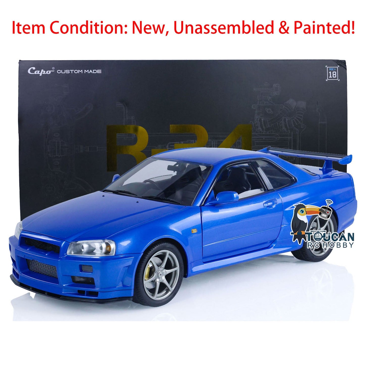 Metal 1/8 Capo Painted RC Racing Car Electric Radio Control High-Speed Drift Vehicles R34 Hobby Model High-Value Collections