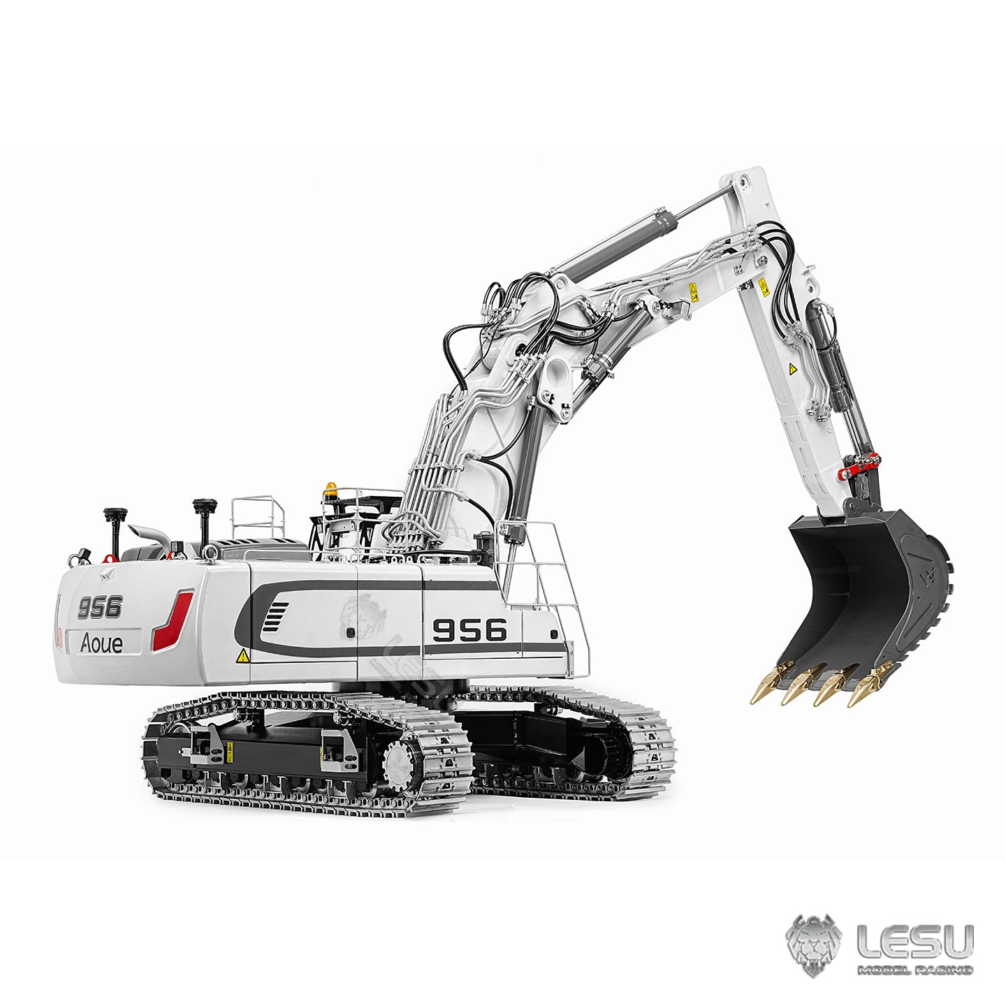 Almost Full Metal LESU 1/14 RC Hydraulic Excavator LR956 Remote Control 3 Arms Digger Model PNP Dual Pump System 4+3CH Valve Light Assembled