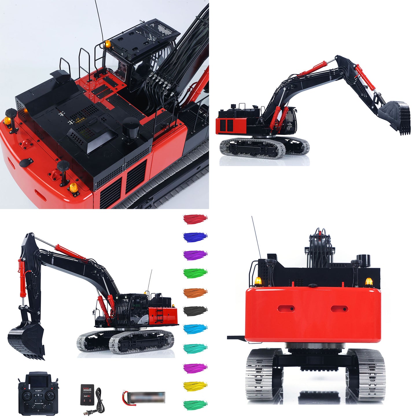LESU 1/14 Remote Control Hydraulic Excavator Aoue ZX490 RTR CNC Metal RC Digger Car 6CH Valve Constraction Machine Light Sound Paladin PL18EV Lite