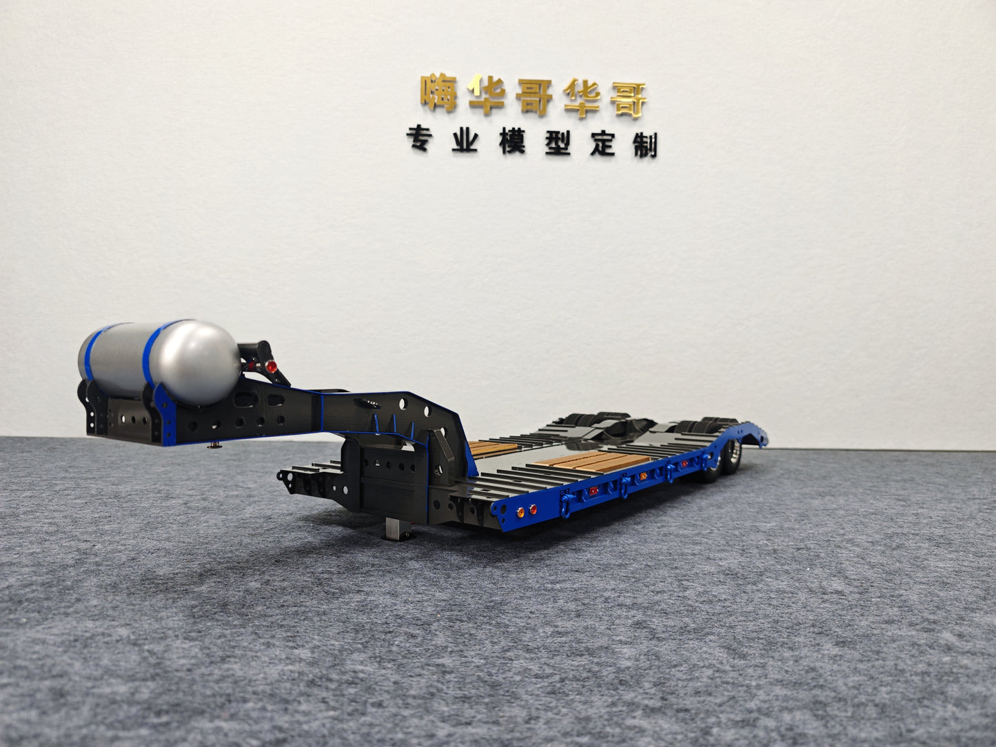 1/14 2 Axles Metal Heavy Lowboy Trailer For TAMIYA LESU RC Tractor Truck Radio Controlled Lorry Excavator Loader Light System