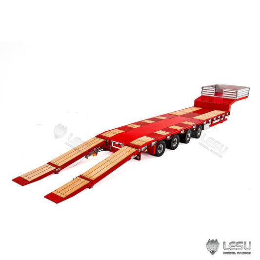 LESU 1/14 Metal Trailer Hydraulic Lifting Tailboard 4 Axles Steering Available Electric Support Legs for DIY RC Tractor Truck