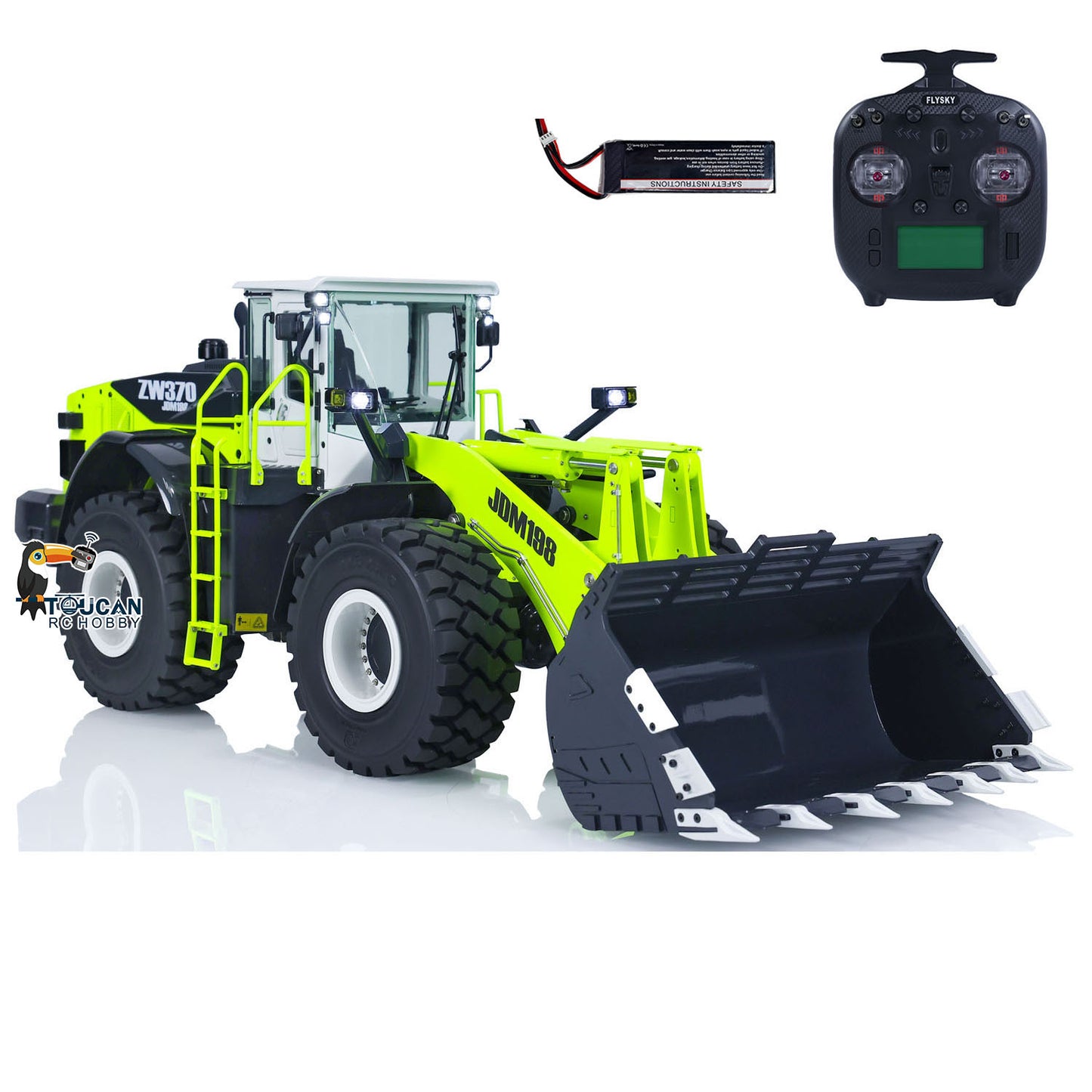 JDM 198 1/14 RC Hydraulic Loaders RTR ZW370 Radio Control Engineer Car Models with Light Sound System 2-Speed Transmission PNP RTR