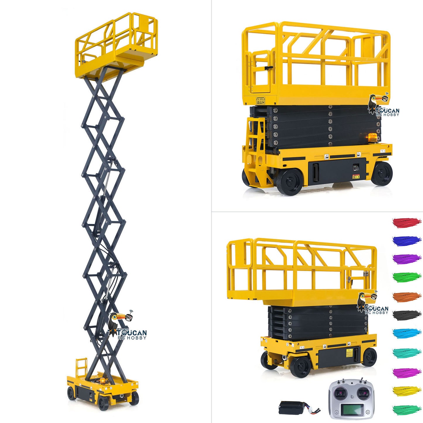 CUT Model 1/14 Radio Control Hydraulic Aerial Work Platform 25.6Inches Lift Height Metal Construction Vehicle TOUCAN Painting