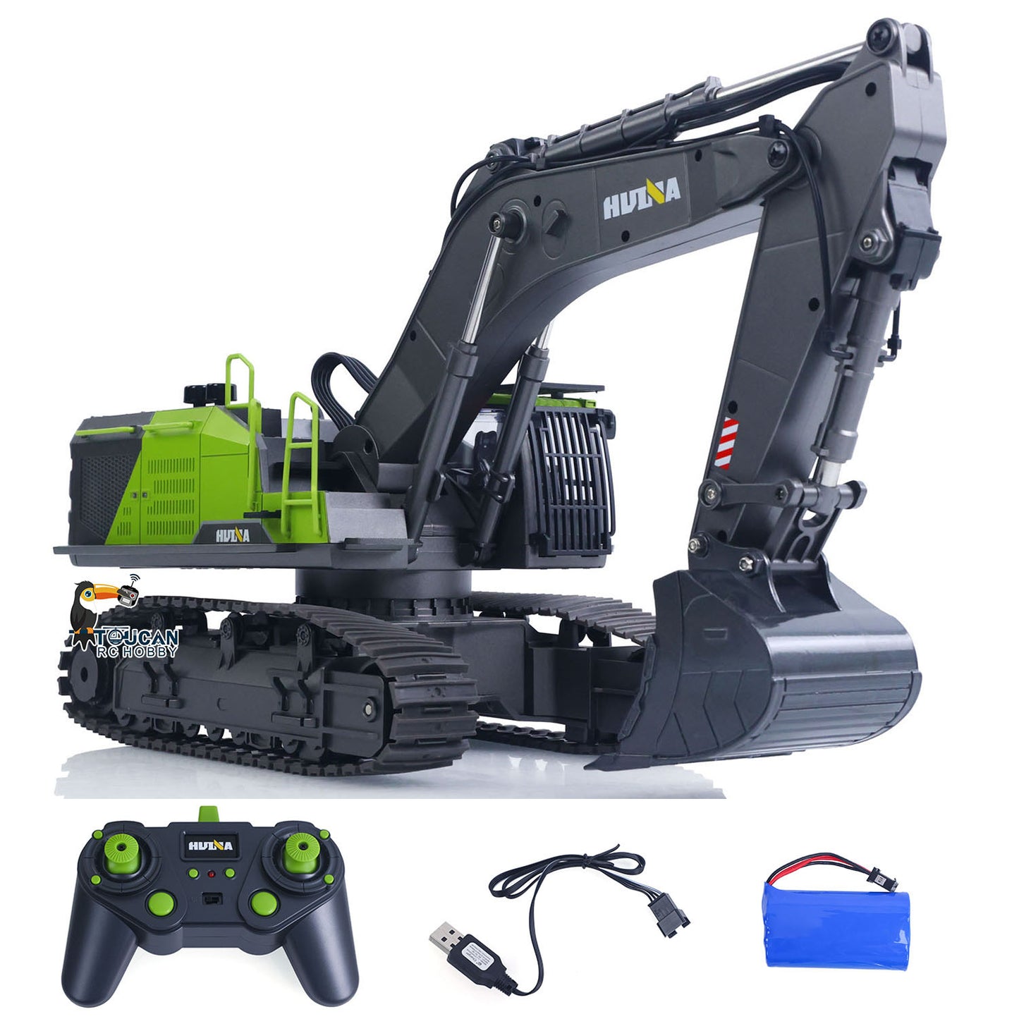 US STOCK HUINA 1/14 593 Toys Model RC Excavator Car Gift Battery 2.4G Remote Control Digger