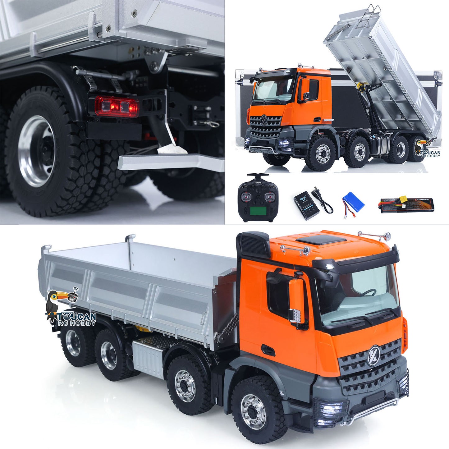 1/14 Kabolite K3367 8x8 Metal Hydraulic RC Tipper Remote Control Dump Truck Sonud Light 2Speed Model Battery ST8 Radio Axle Lock