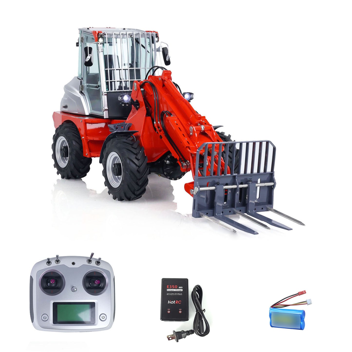 Metal LESU RTR 1/14 Hydraulic RC Telescopic Arm Loader AT1050 Forklift Truck I6S Radio Control Car Constraction Vehicle Battery Light Sound
