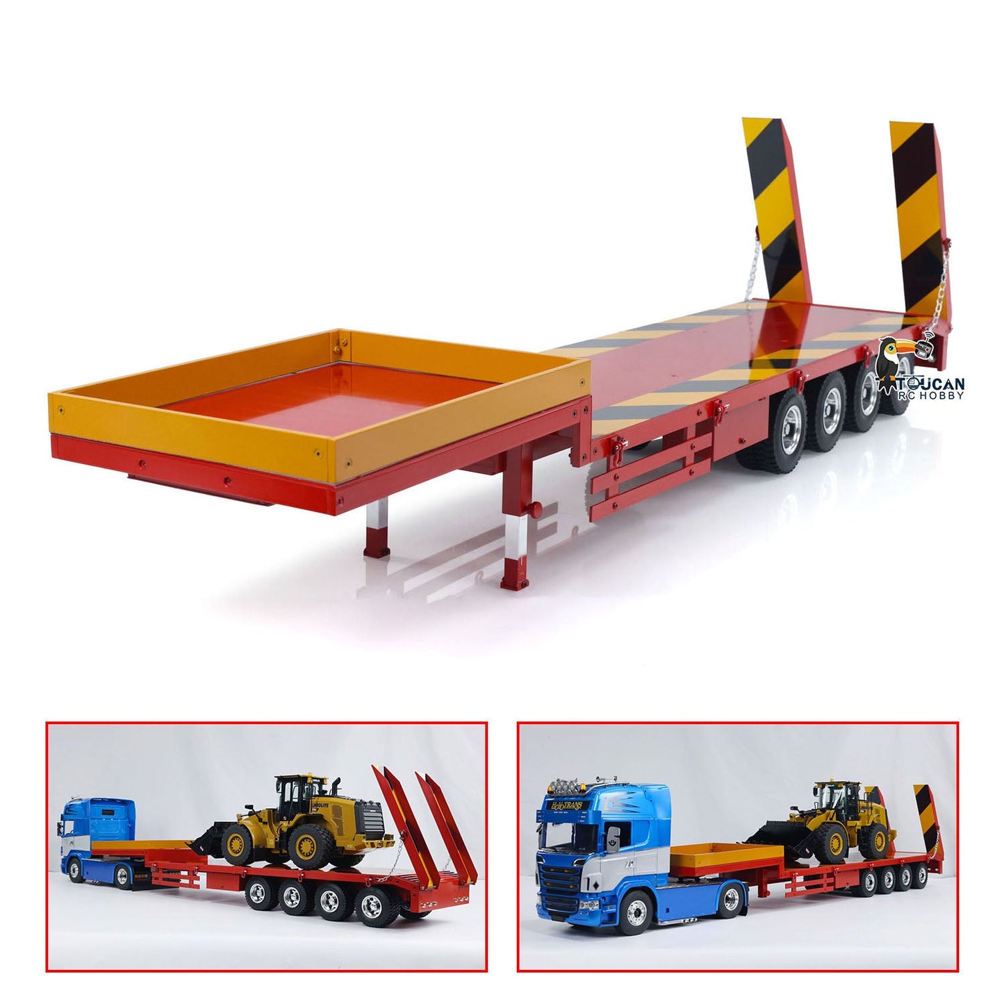 Metal Semi-trailer 4-Axle Trailer for 1/14 RC Remote Control Tractor Truck Car Hobby Model DIY Toy Parts Assembled Painted