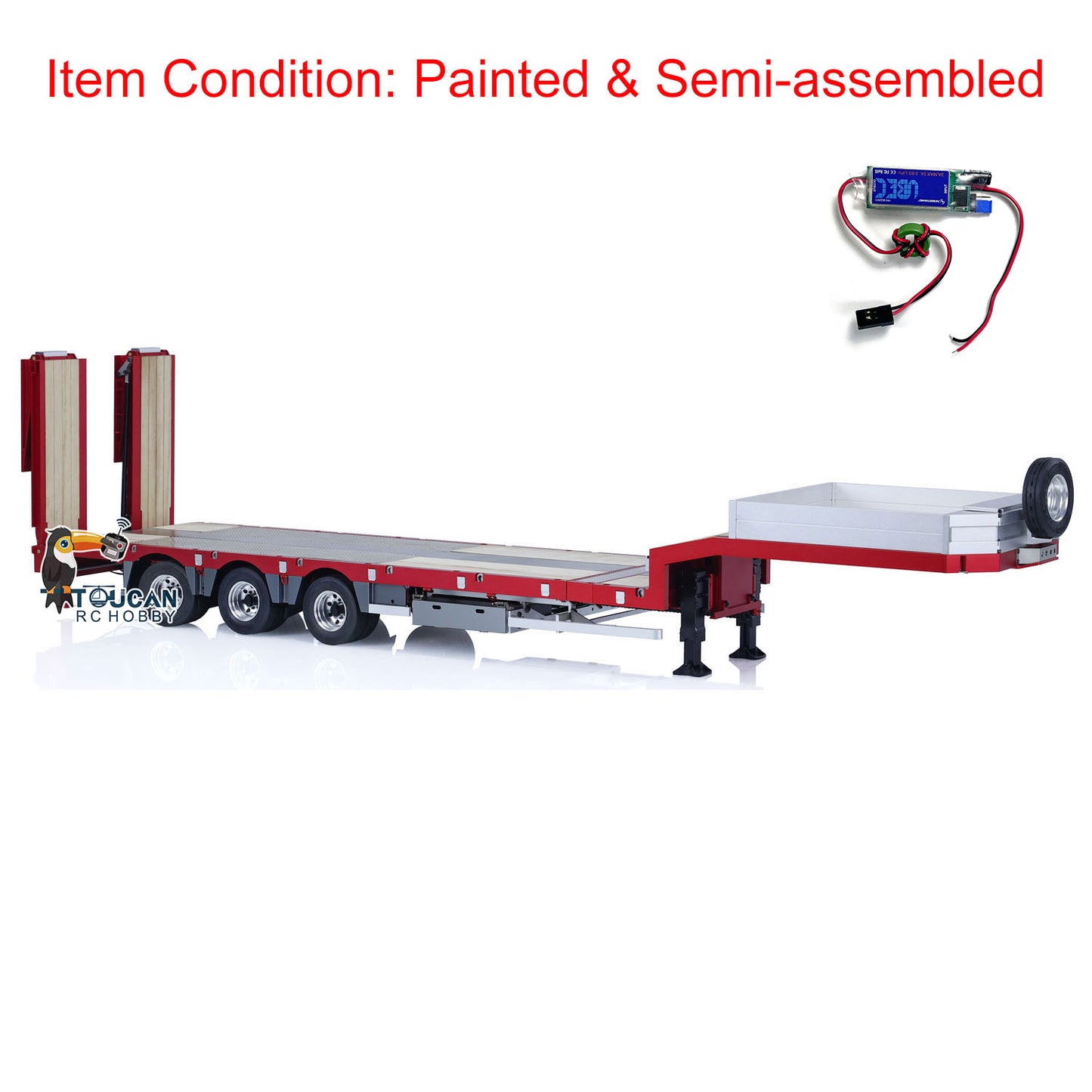 1/14 3 Axles Gooseneck Trailer Metal CNC Trailers for RC Tractor Truck Remote Controlled Cars Simulation Model Servo UBEC