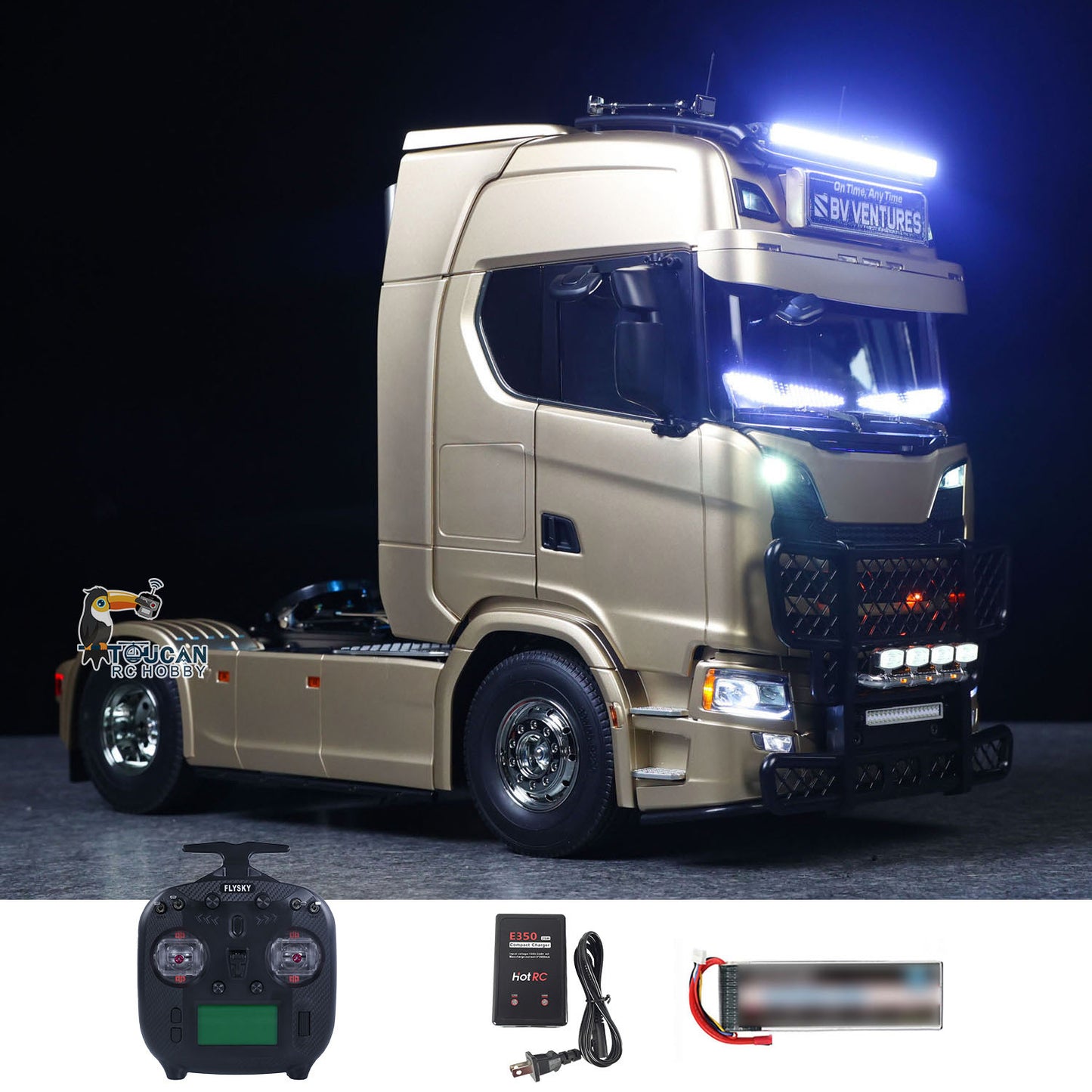 TOUCAN 1/14 Remote Control Tractor Truck 4X2 TAMIYA Chassis 56379 3Speed Gearbox Flowing Water Light Smoke Unit ST8 Radio RTR