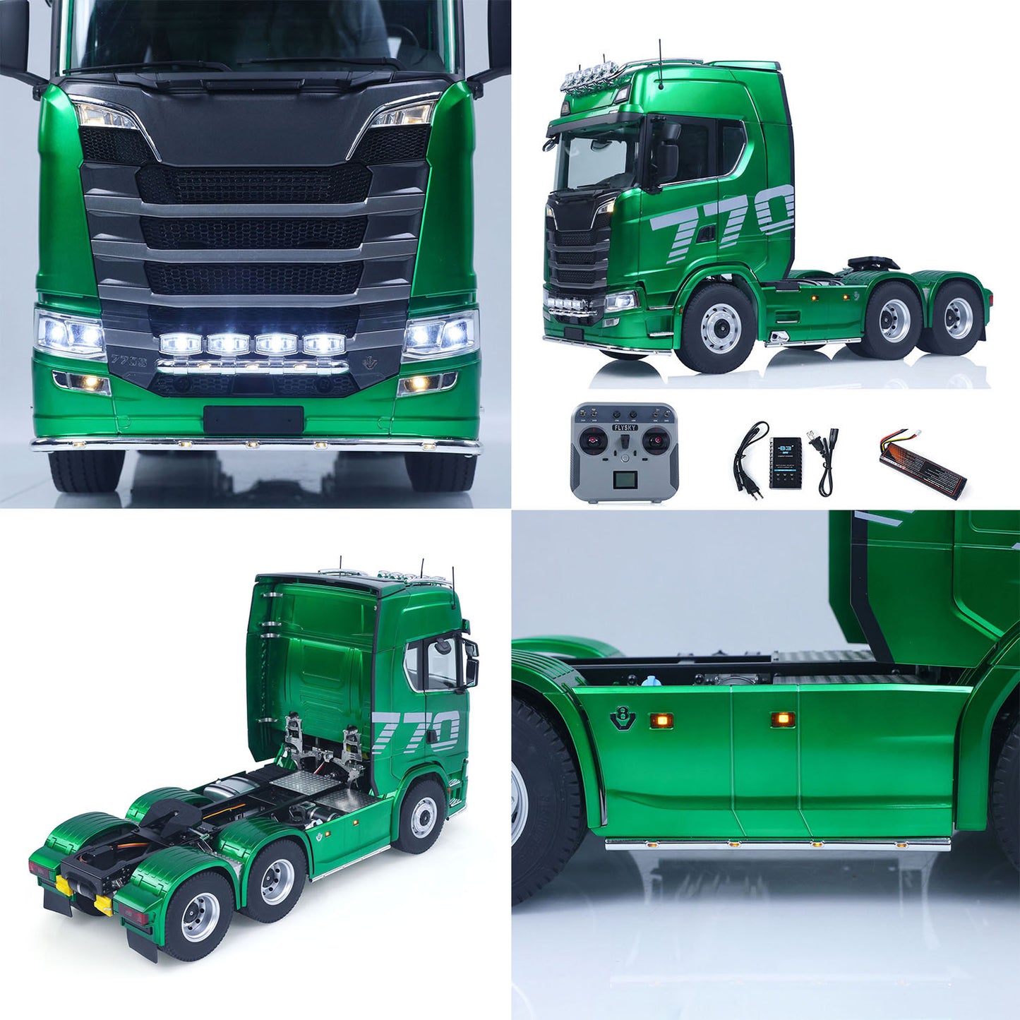 Fast Shipping 1/14 KABOLITE RC Tractor Truck 770S 100 6X6 2Speed Romote Control Vehicle Axle Locks Metal Chassis Rail Openable Door RTR