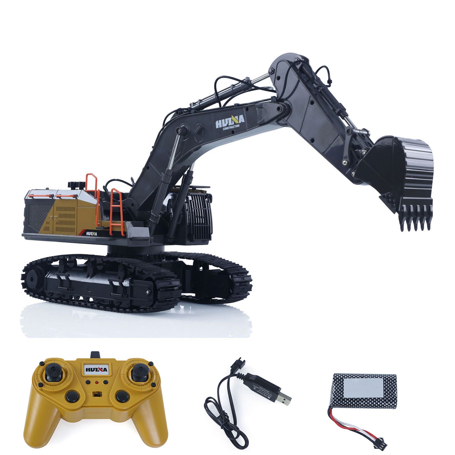 US STOCK HUINA Toy 1/14 592 RC Tracked Excavator Car Model Gift 2.4G Radio Light Sound