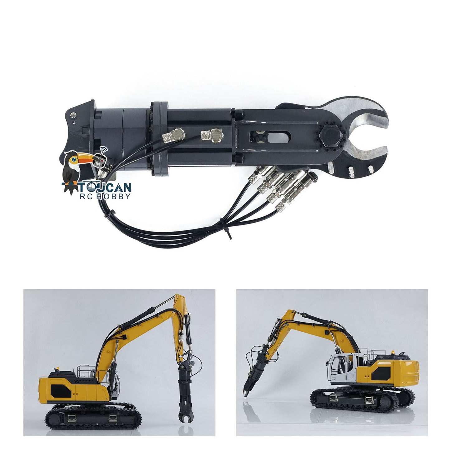 Metal XDRC 1/14 945 RC Digger Remote Control Hydraulic Excavator Electric Truck PNP Sieve Bucket Curved Ripper Fork