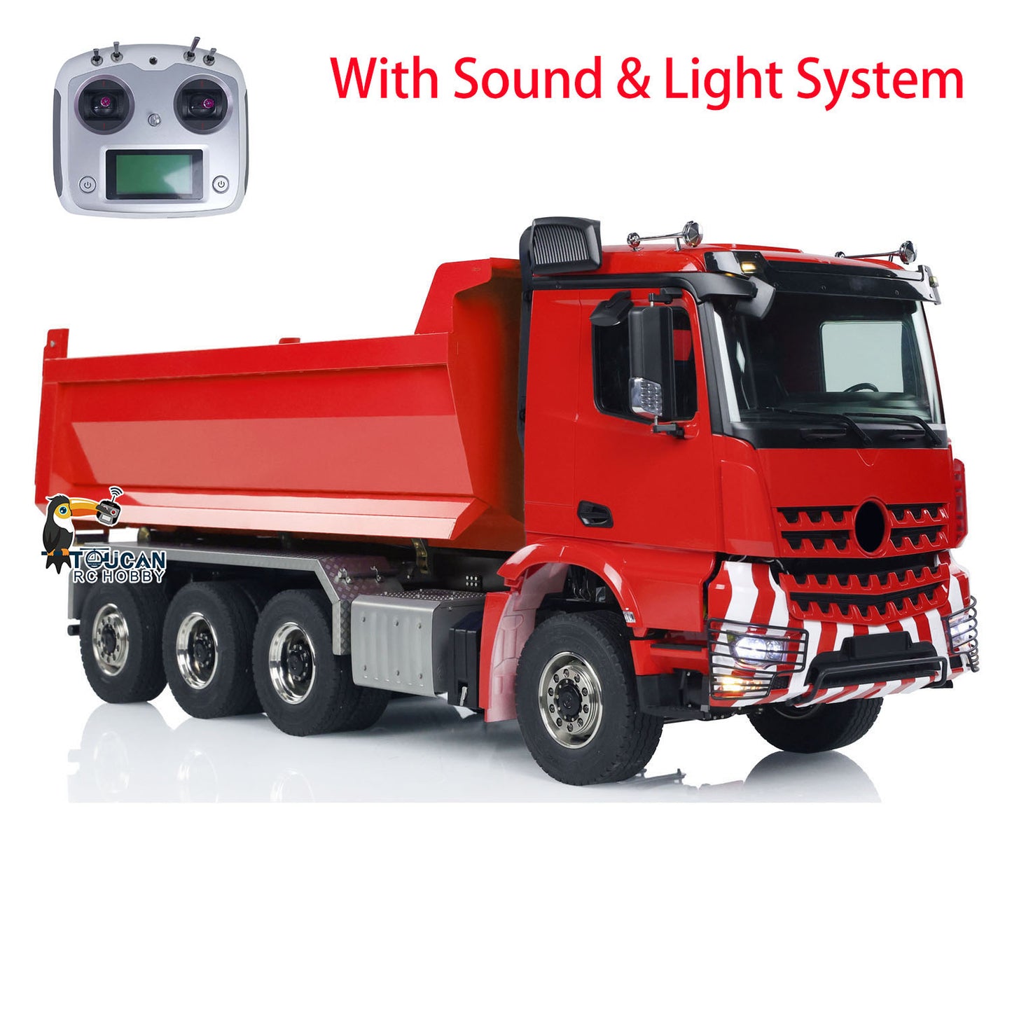 1/14 8*8 Hydraulic RC Full Dump Truck Radio Control Tipper Car with U-shaped High Bucket 3-speed Light Sound System