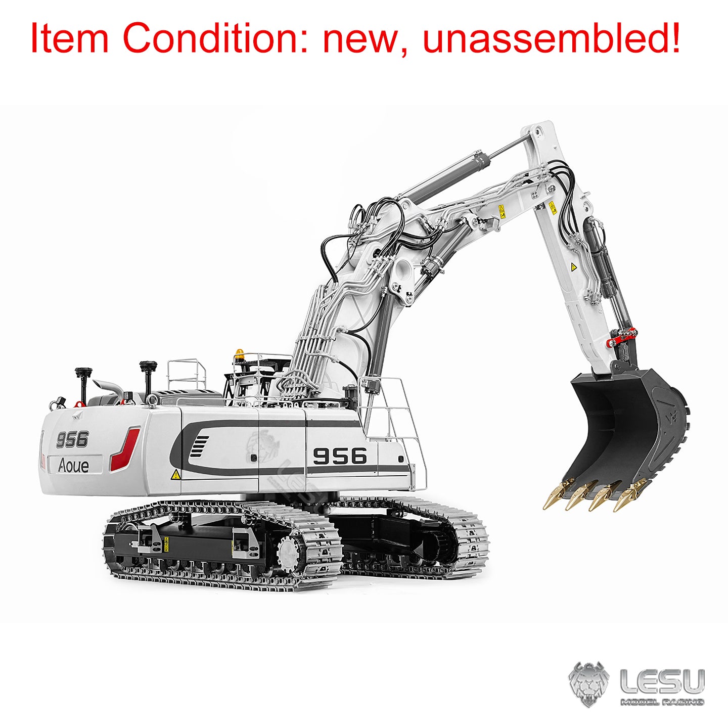 LESU 1/14 3 Arms Remote Control Metal Hydraulic Excavator Aoue LR956 KIT RC Digger Model 7CH Valve GPS 4MPA Dual Pumps Light ESC Unassembled