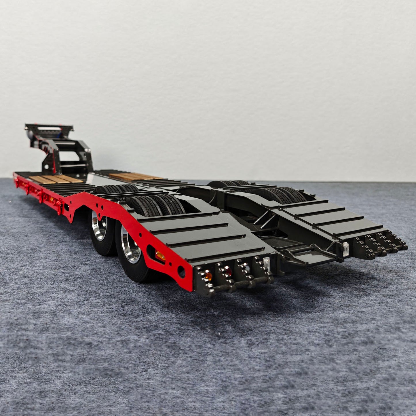 2-Axles Metal Trailer Lowboy Gooseneck for 1/14 TAMIYA RC Tractor Truck Radio Control Vehicle DIY Model Lorry Car Excavator