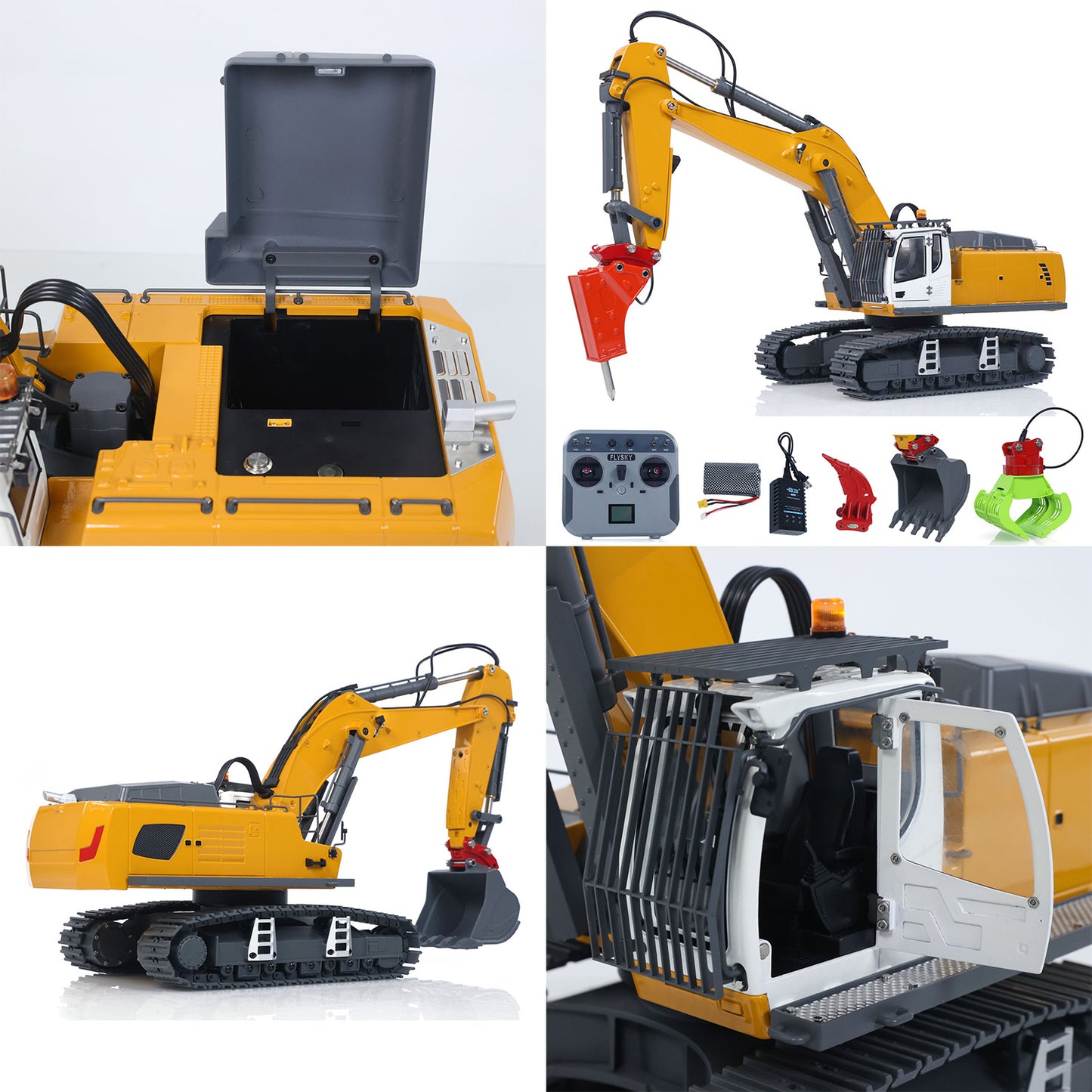 US STOCK 1/18 Kabolite 5901 100S Electric Lifting RC Excavator Flysky Remote Control Digger Engineering Vehicle Electric Ripper Hammer