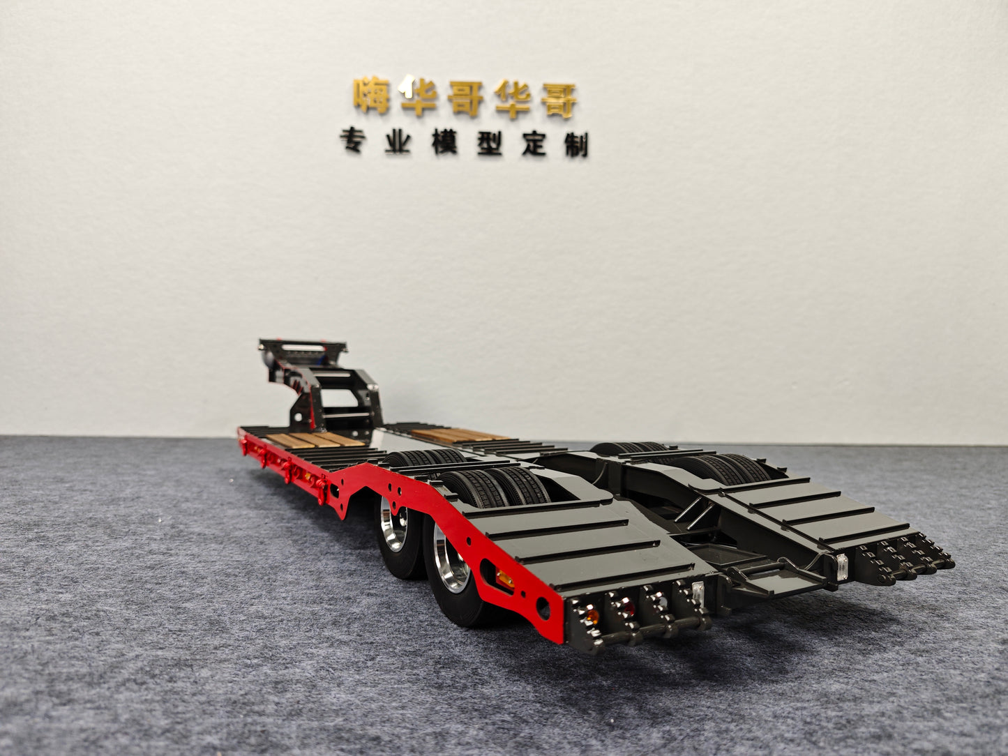 1/14 2 Axles Metal Heavy Lowboy Trailer For TAMIYA LESU RC Tractor Truck Radio Controlled Lorry Excavator Loader Light System