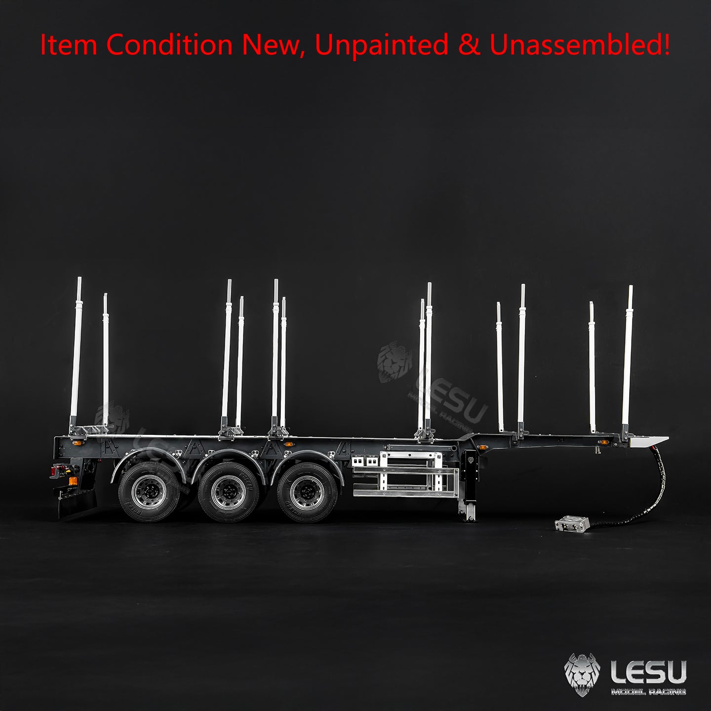 LESU 1/14 Metal RC Log Semi Trailer KIT Wood Transport Vehicle Light Electric Drum Brake Lifting Leg for TAMIYA Tractor Dumper Unassembled