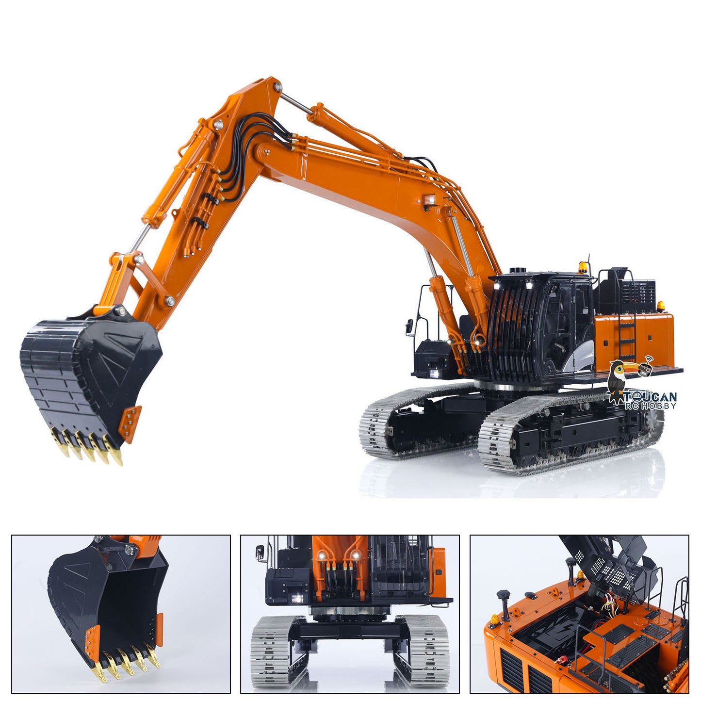 US Stock LESU 1/14 RC Hydraulic Excavator Model Aoue ZX490 Metal Remote Control Heavy Digger Car 6CH Valve Light 6CH Electrical Slip Ring