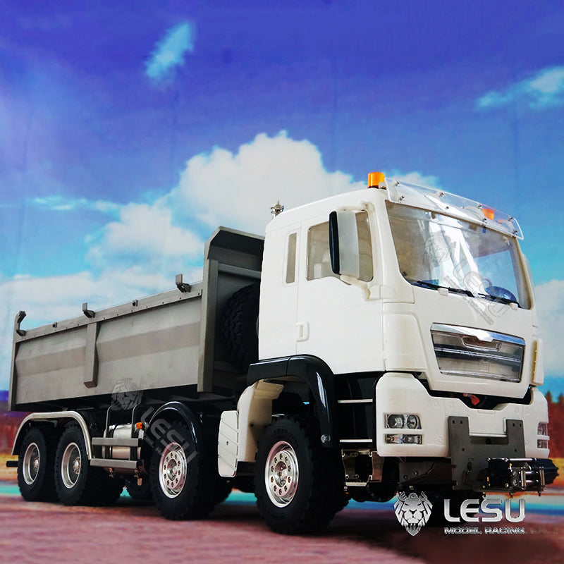 LESU 1/14 Scale 8x8 Metal Chassis TGS Hydraulic RC Dumper Truck Construction Vehicle Light Sound System Motor ESC