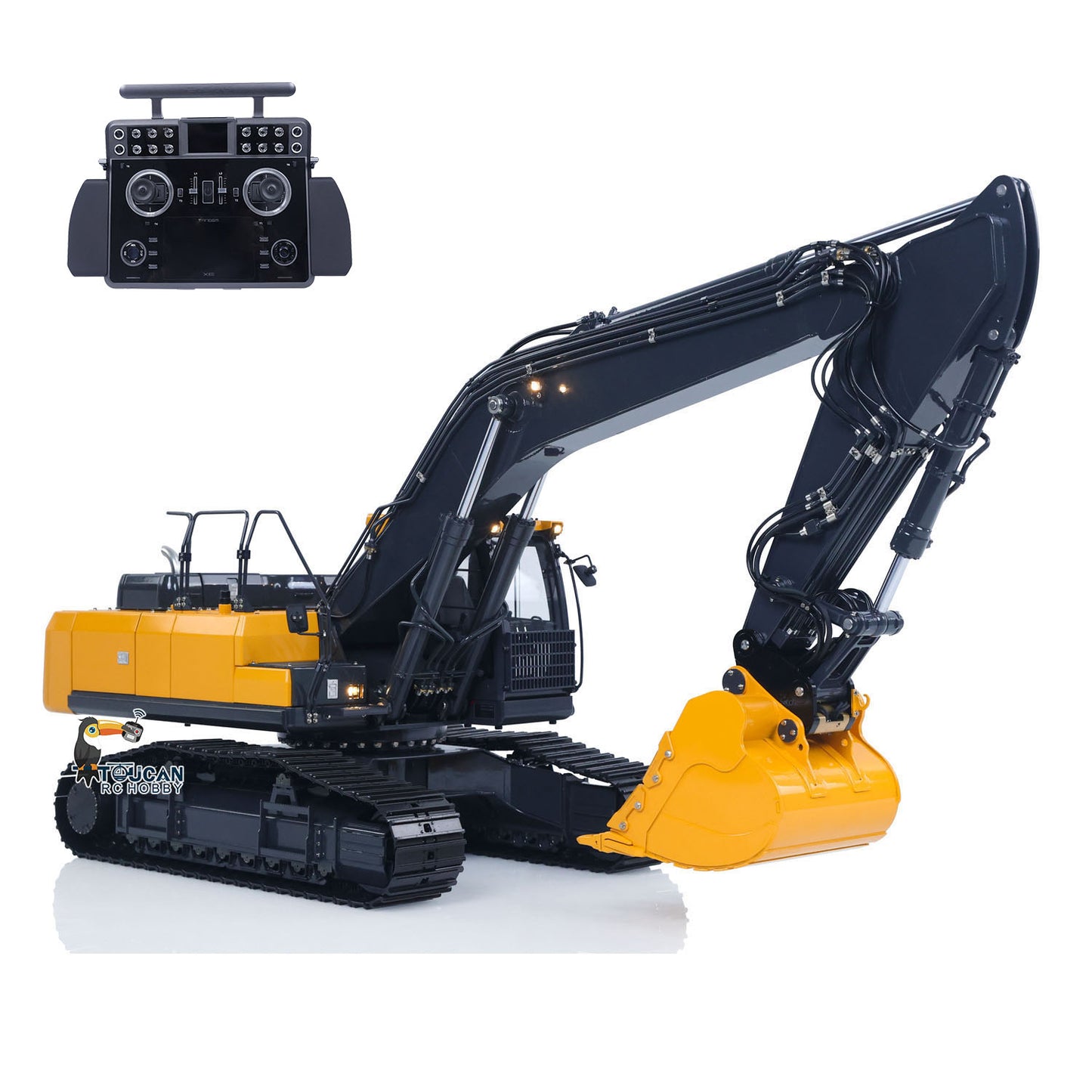 Metal 1/14 Super Frog Remote Control Hydraulic Excavator E400 Pro 9CH Valves RC Digger Stainless Steel Arm Frsky XE Radio
