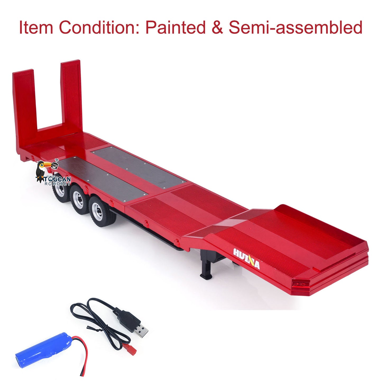US STOCK 3 Axle Plastic Semi Trailer Flatbed 1502 for 1/18 Remote Control Tractor Truck HUINA 1501 RC Lorry Car Model Upgrade Parts