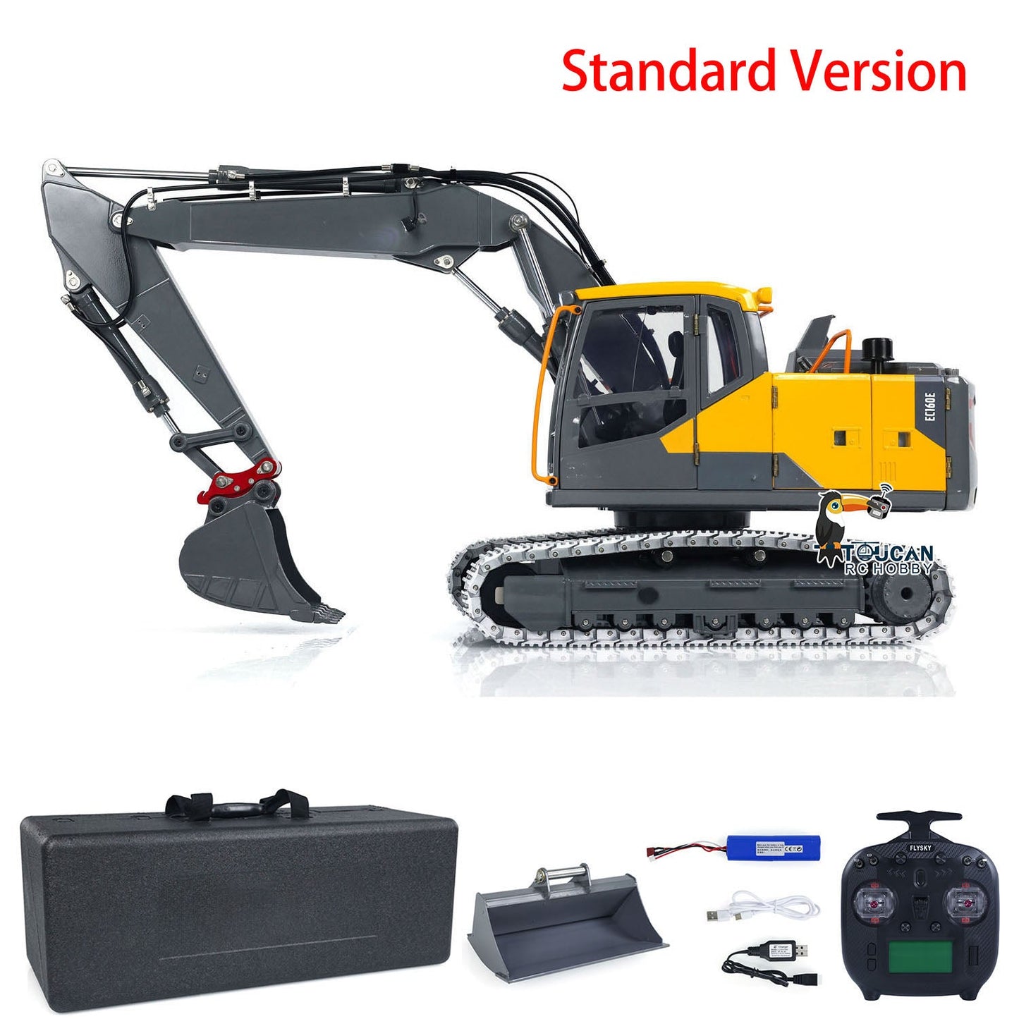 1:14 EC160E Hydraulic 3 Arms RC Excavator Remote Control Diggers Standard Version Painted and Assembled CNC 3 Arms Upgraded Set