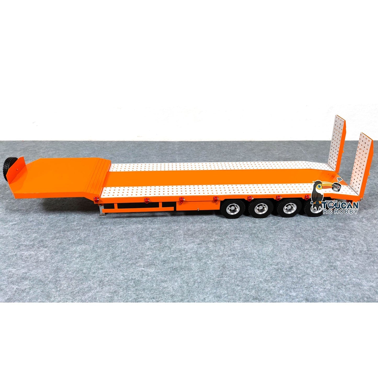 1:14 4-axle Metal Trailer for RC Tractor Car Trucks Electric Tailgate Legs DIY Model Battery Painted Assembled