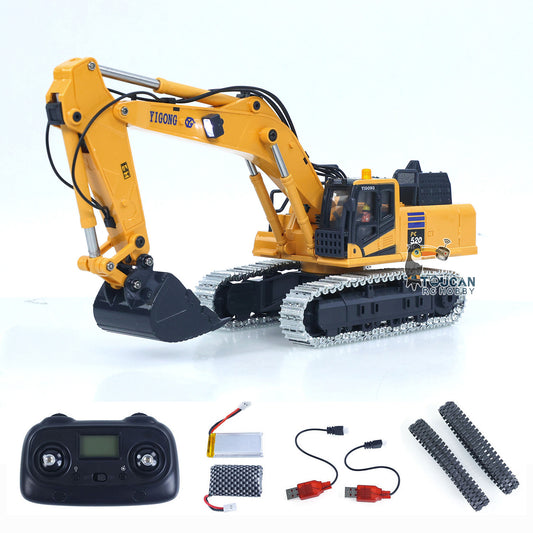 1/50 RC Digger PC520 Electric Version Radio Control Excavator Engineering Vehicle Metal Tracks Lights Sound Small Toy Collection