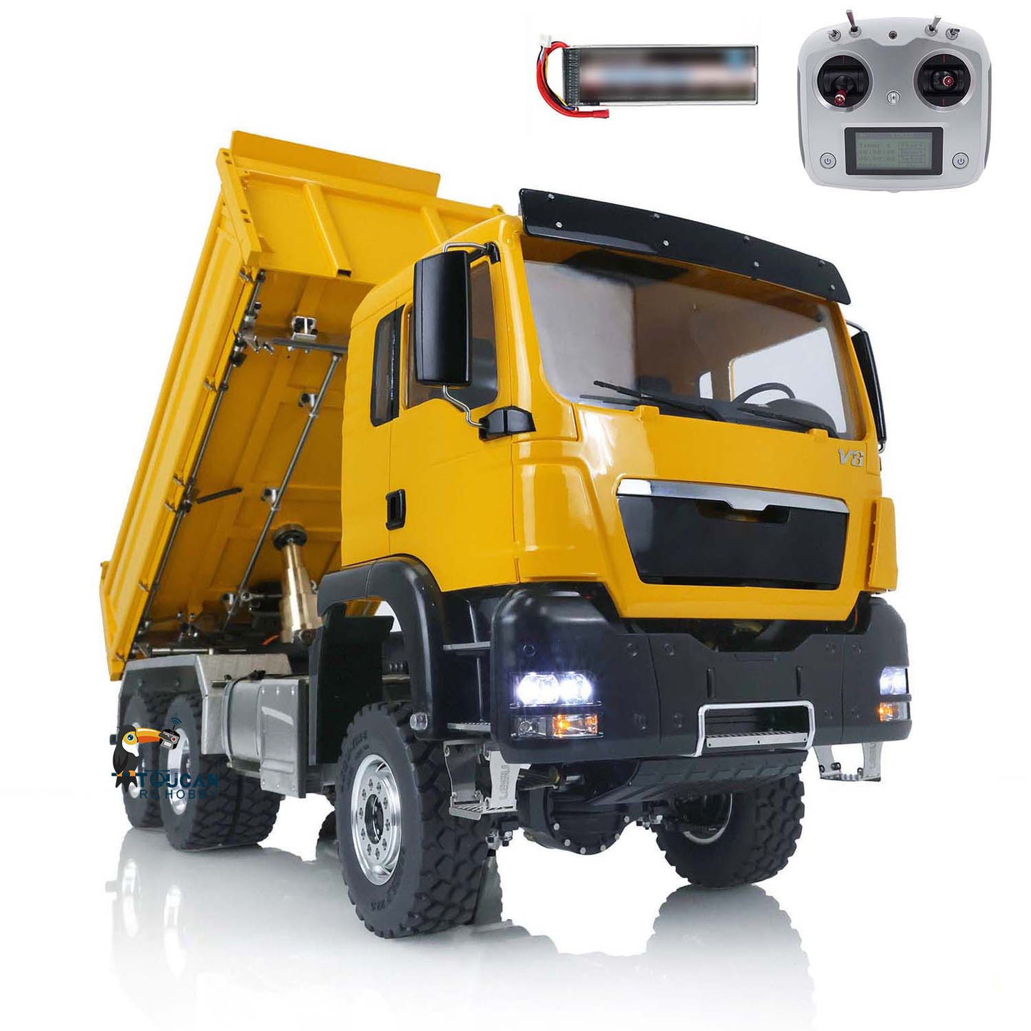 LESU TGS 3-way Metal 1/14 RC Dumper Truck Radio Controlled Hydraulic Tipper Light RTR Battery Ready to Run Painted Assembled Model