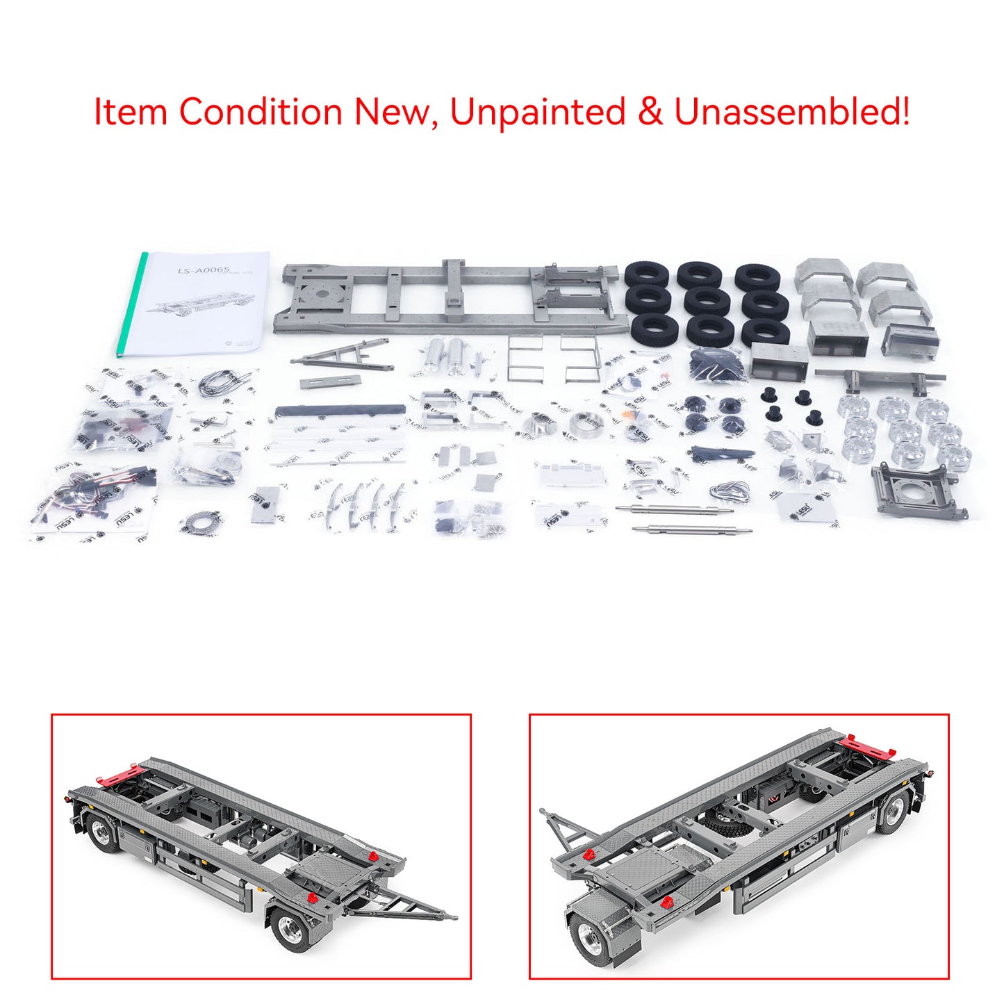 Metal 1/14 RC Trailer Model A0065 KIT Lights for LESU Remote Control Hydraulic Roll on off Dumper Radio Controlled Tipper Construction Vehicle