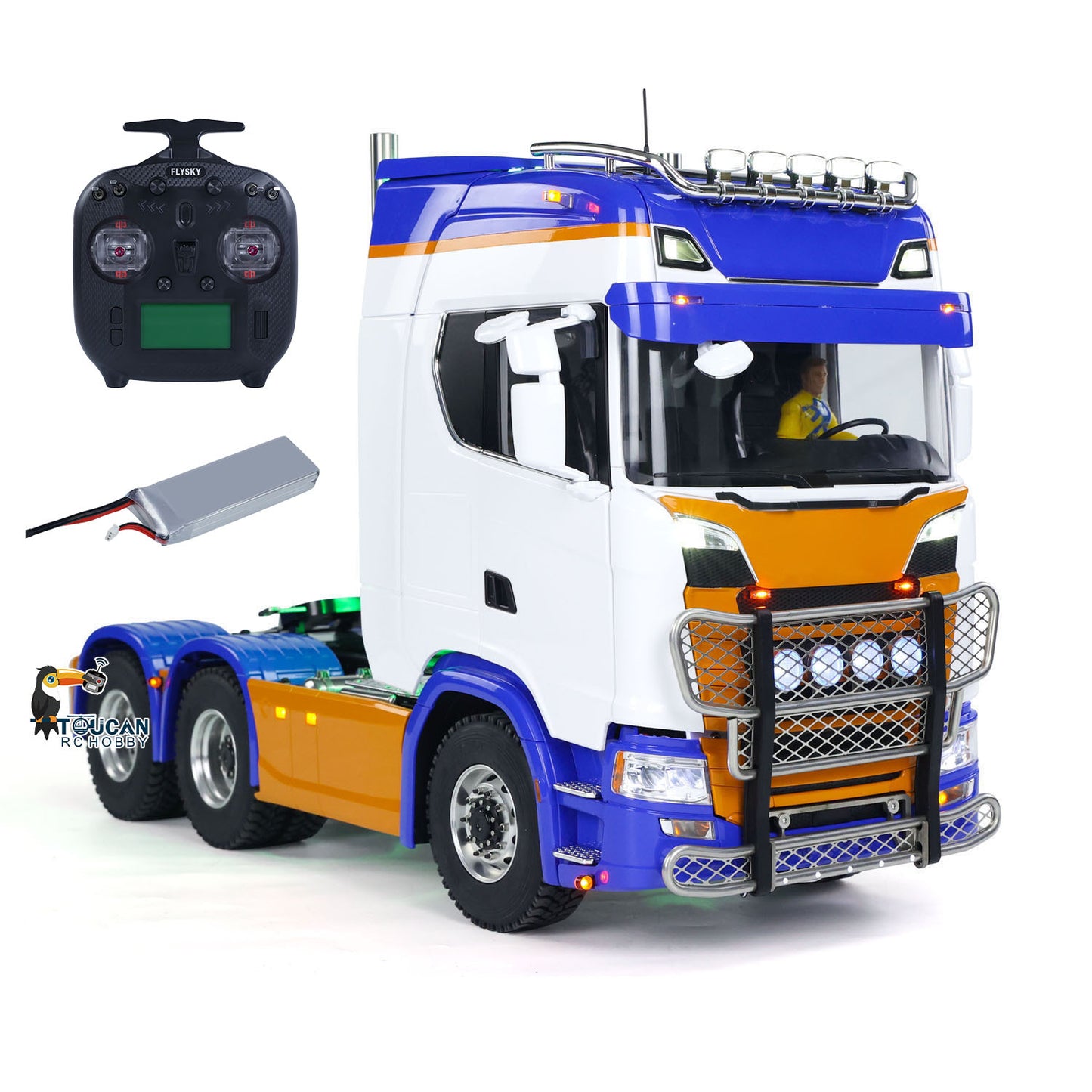 1/14 Metal 6x6 RC Tractor Truck RTR Remote Control Model with 2 Speed Gearbox ST8 Radio Controller and Sound System