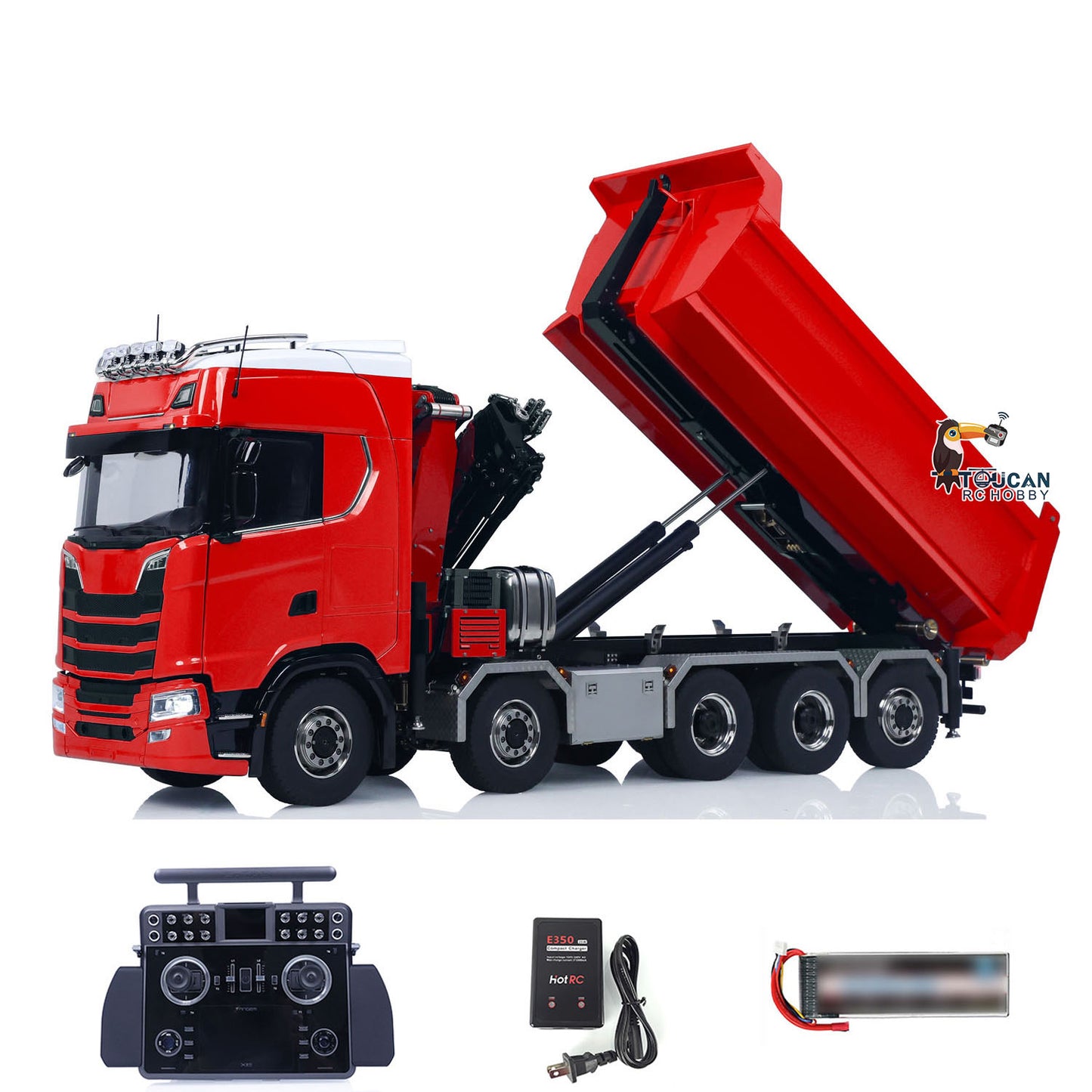 770S 10x10 1/14 Hydraulic Crane RC Tipper Car Metal Full Dump Truck RTR Battery