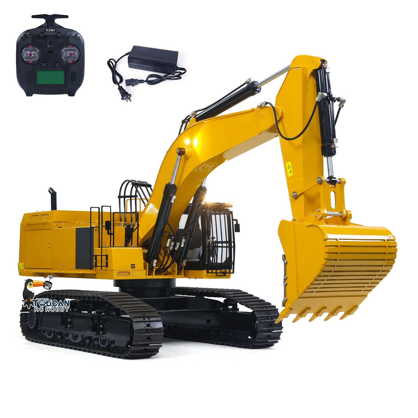 In Stock 150KG! Metal 1/8 390F RC Hydraulic Excavator Digger Shear Scissor Grab Bucket Ripper Quick Released Coupler