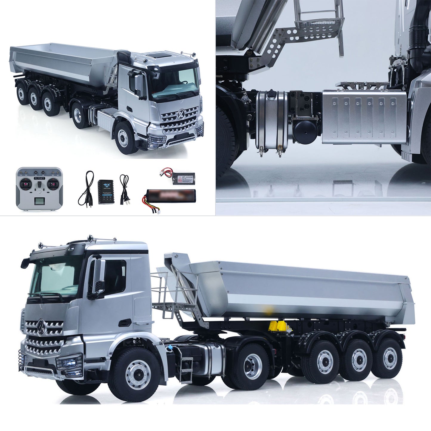 US STOCK Kabolite RTR Car 1/14 4X4 RC Tractor Truck 3Axles Electric Lifting Dump Trialer