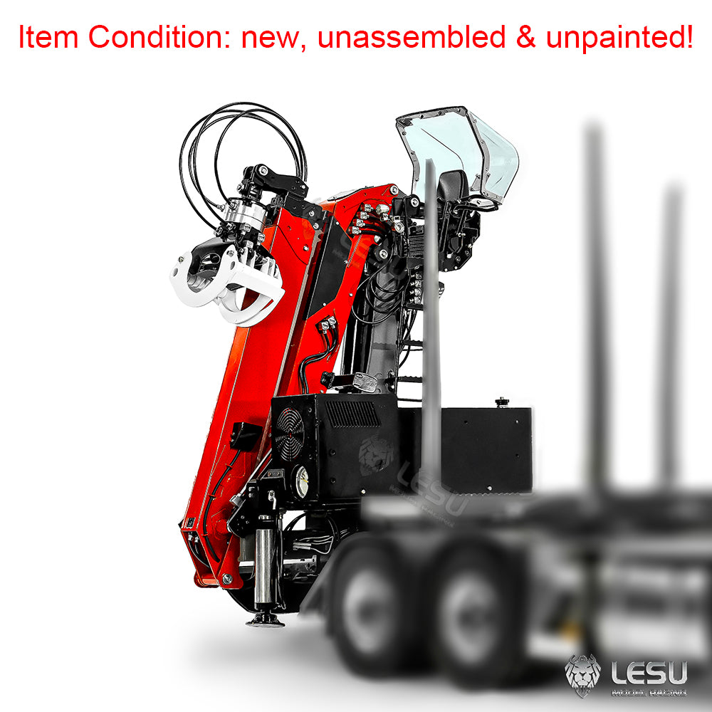 In Stock 1/14 LESU Metal Hydraulic Timber Crane for 1/14 Remote Control Log Trailer Wood Hauling Car Remote Control Tractor Truck DIY Model