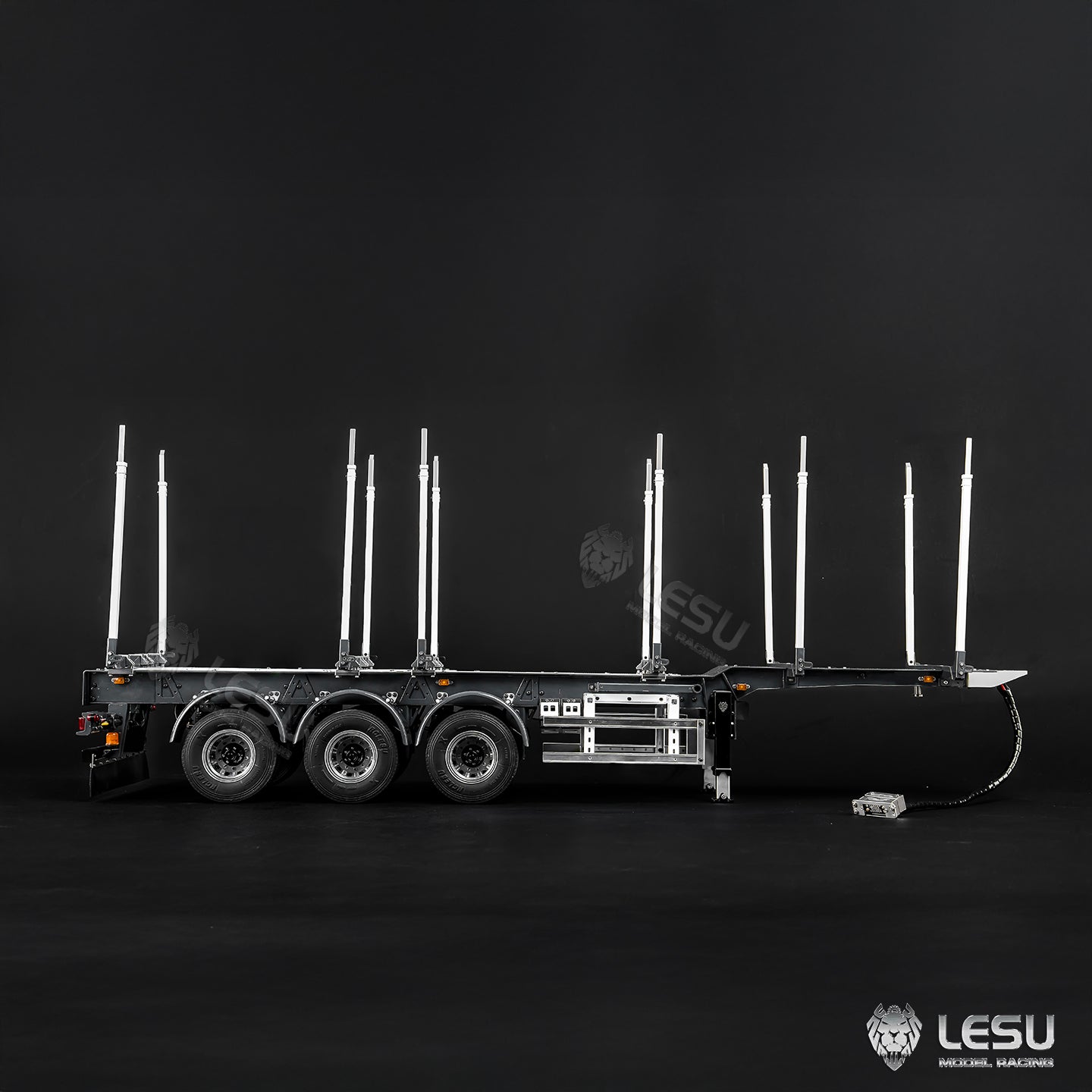 LESU 1/14 Metal Log Semi Trailer RC Wood Transport Car Light Electric Lifting Leg Servo-Controlled Drum Brake for TAMIYA Tractor Truck