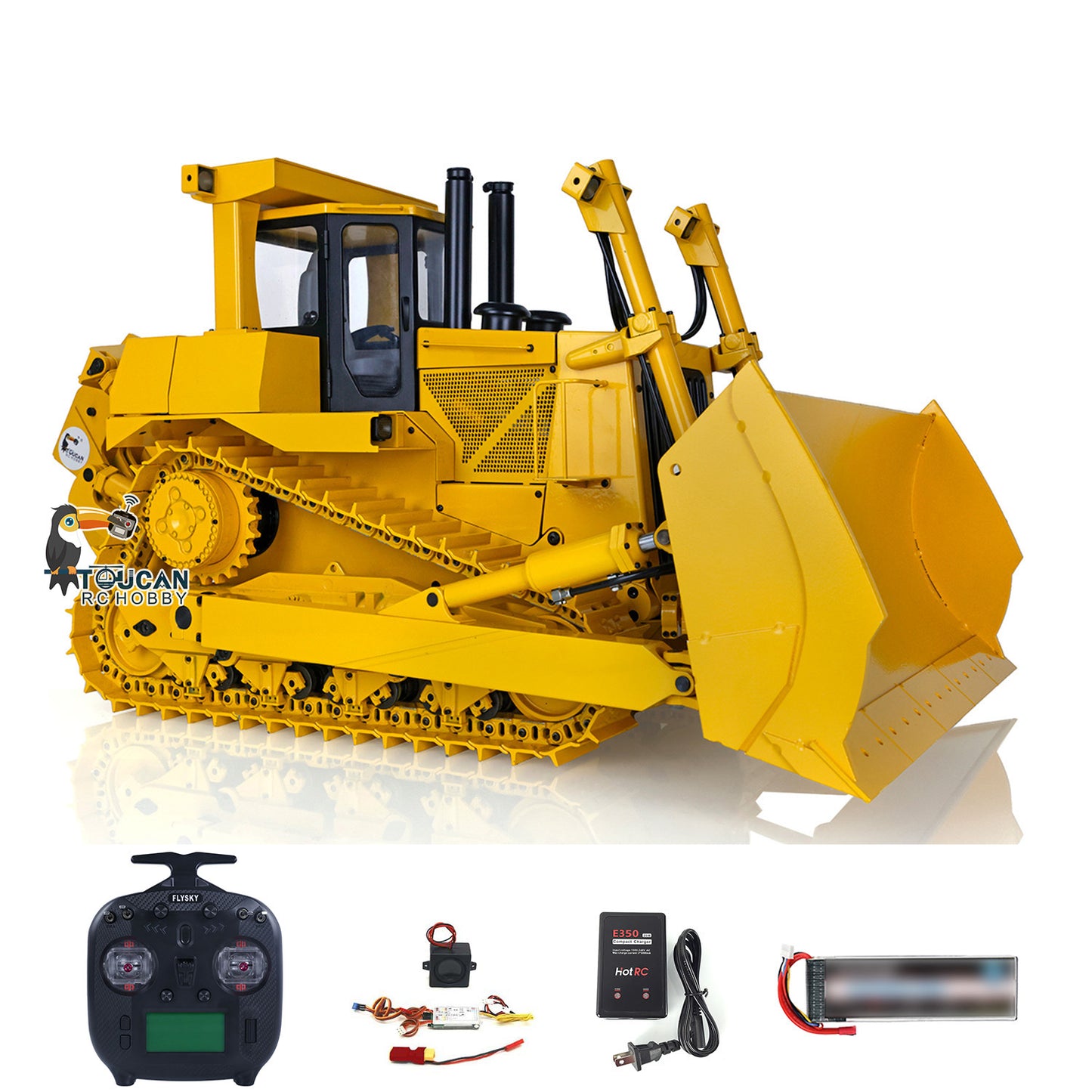 US STOCK 1/14 DXR2 Metal RC Hydraulic Bulldozer Radio Control Dozer 201 New Sound Module