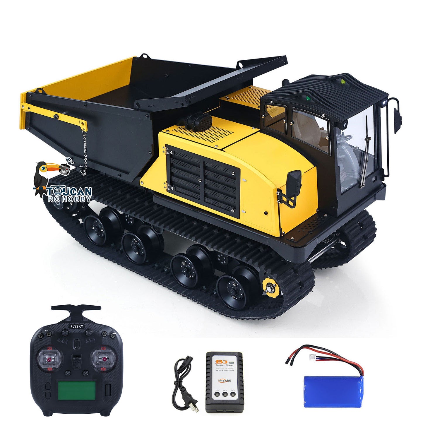RTR 1/14 RC Hydraulic Crawler Dump Truck T14R Metal Radio Control Tracked Tipper Engineering Vehicle ST8 Lights Sounds Battery Constraction Car