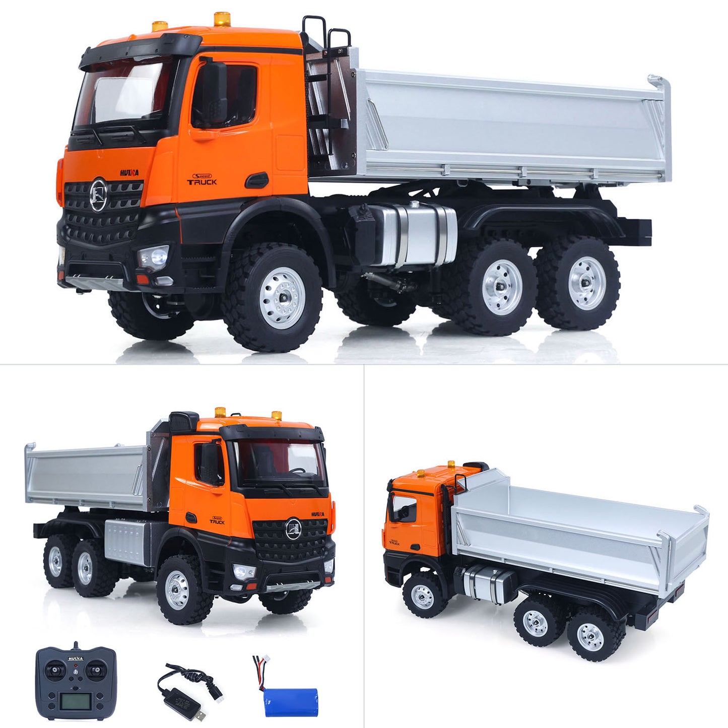 Fast Shipping 1/14 HUINA 1598 2.4G Remote Control Dumper 6X6 Engineering Transport Vehicle Lifting Rod Tipper Car Light Sound Battery Toys
