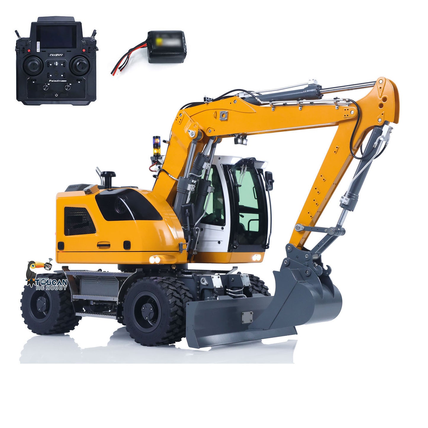 1/14 Remote Control Hydraulic Wheeled Excavator 7-ways Valve RC Digger 2WD/4WD Engineering Vehicle RTR Axle Lock PL18EV Lite