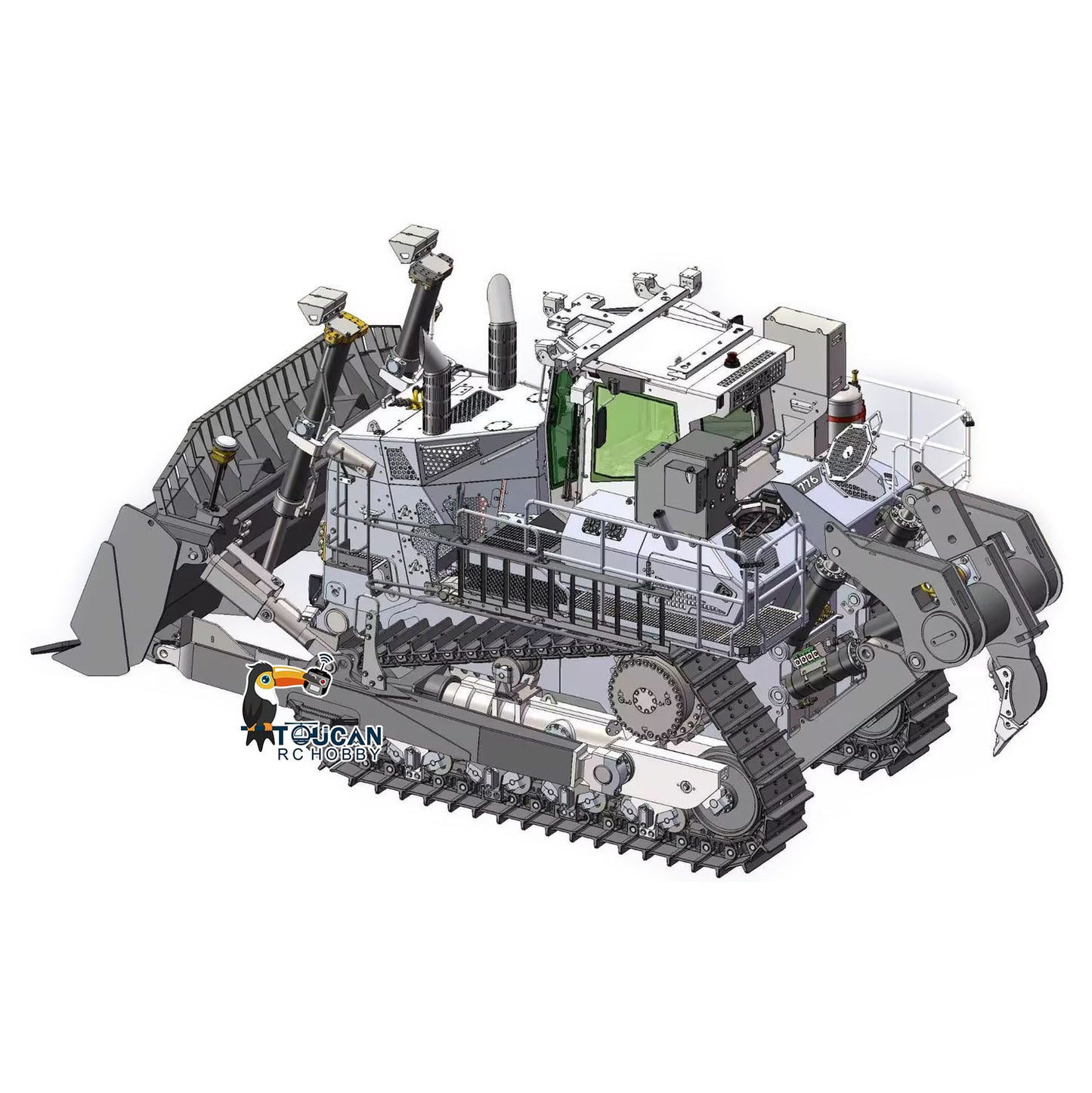 Super Frog 1/14 Metal RC Hydraulic Bulldozer LR776 3way Blade 7CH Valve Automatic Grease System Electric Wipers FrSky X20R Radio Controller