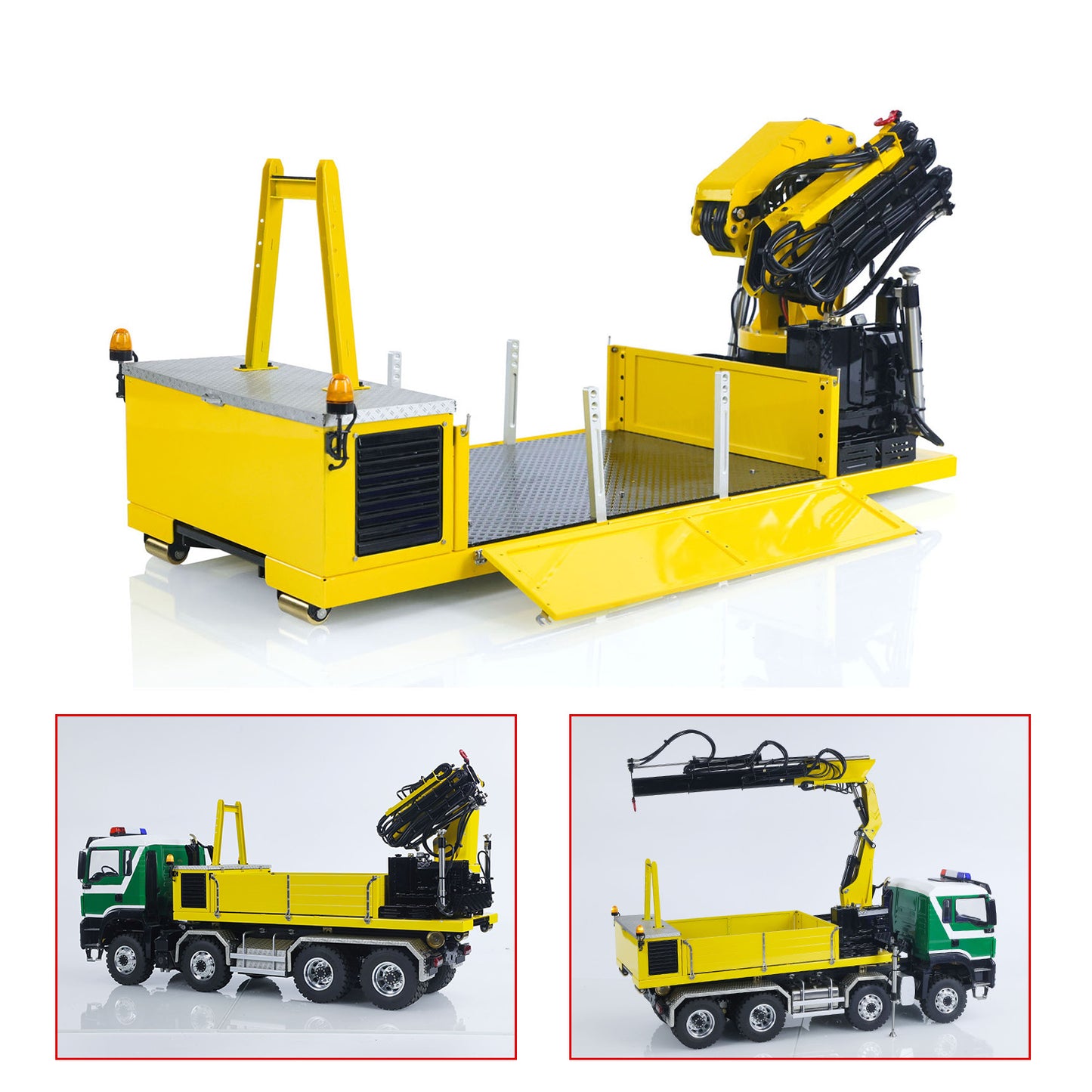 Metal Cargo Box & Hydraulic Crane 7CH Valve Pump for LESU 1/14 Radio Controleld Roll Off Dumper Truck DIY RC Tipper Model Car