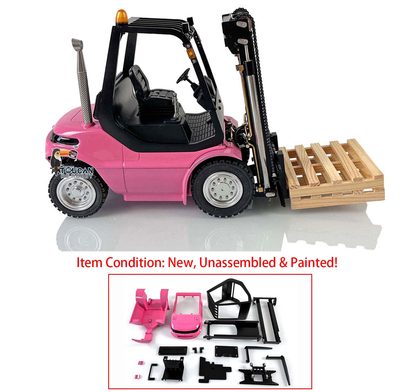 LESU RC 1/14 Metal RC Forklift Kit Painted and Unassembled Vehicle Warning Light Sound System Electronic Turning Servo Motor