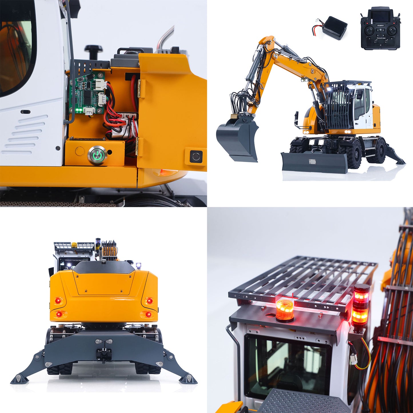 LR914 PRO MAX Metal 4WD 1/14 RC Hydraulic Wheeled Excavator 11-ways Valve RTR Radio Controlled Digger PL18EV Lite Battery Light