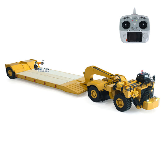 1.8Meters Long! Metal 1/20 RC Heavy Duty Hydraulic Mining Trailer C739D PRO Gooseneck Car Remote Control Construction Vehicle