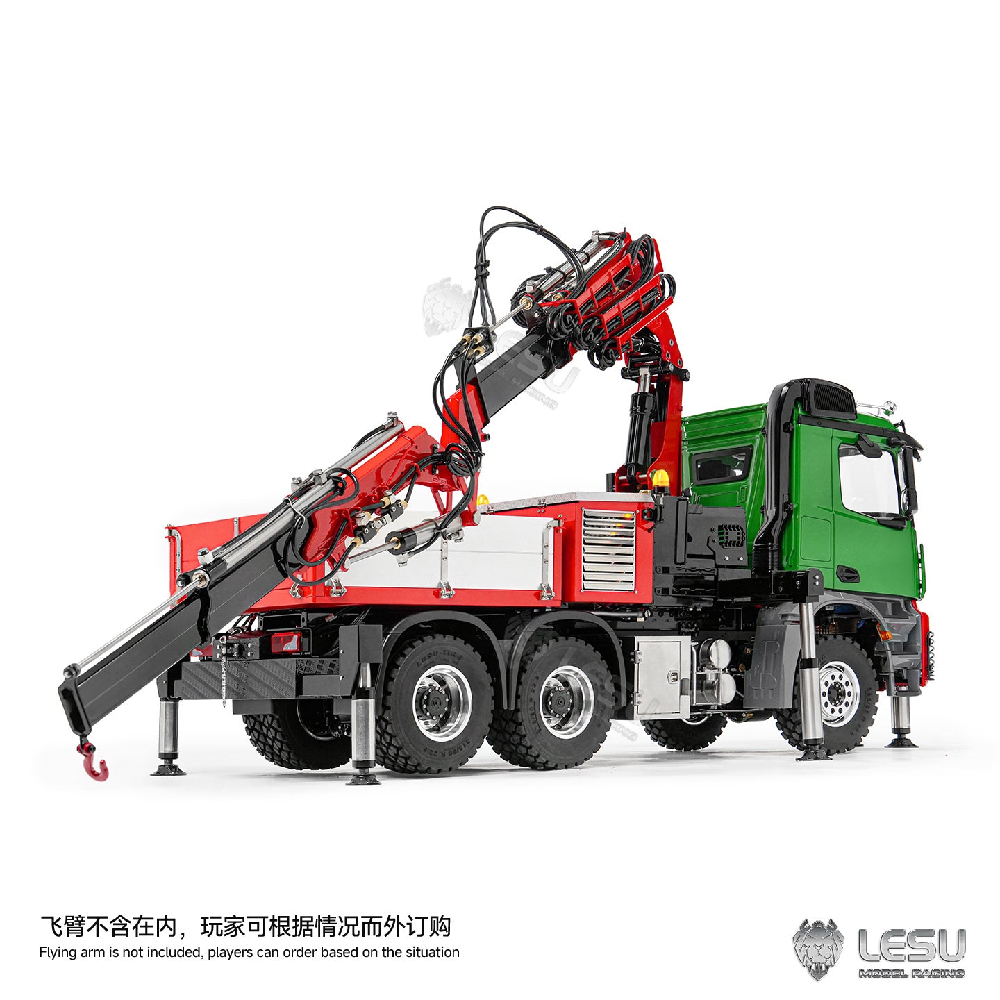 LESU 3363 6X6 Metal 1/14 RC Hydraulic Crane Truck Fly Jib Arm 3Speed Remote Control Lorry 7CH Valve 6 Outriggers Axle Diff Lock