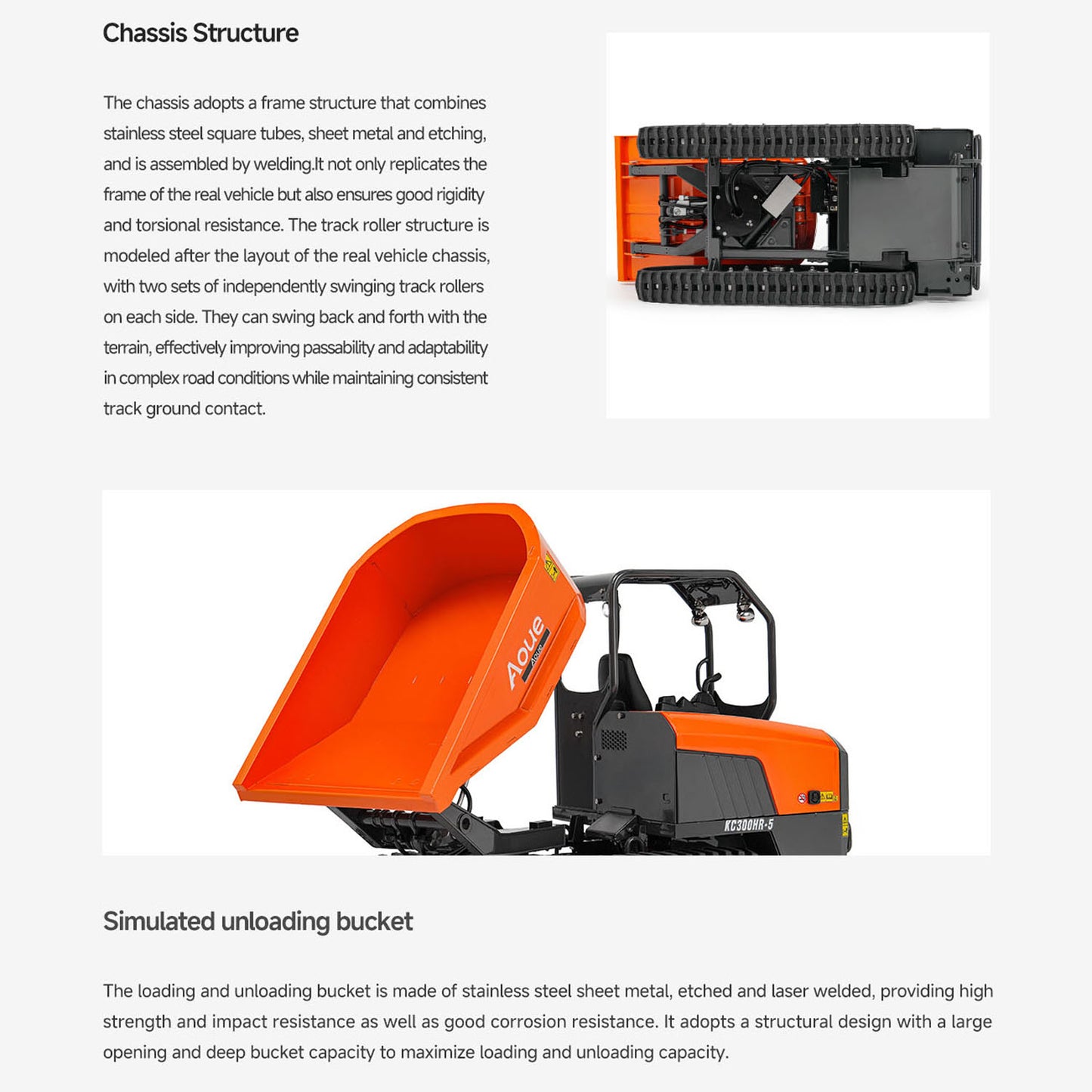 Metal LESU 1/14 Hydraulic Remote Control Tracked Dump Truck KC300HR-5 RC Dumper Model 180 Degree Rotation Openable Door Lights